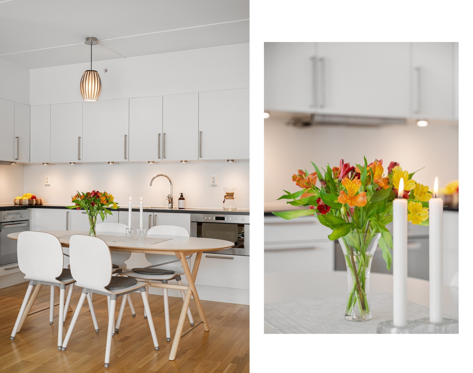 Integrerte hvitevarer inkluderer stekeovn, koketopp, oppvaskmaskin, micro og kjøle/fryseskap - komfyrvakt og vannstopper er montert Galleribilde