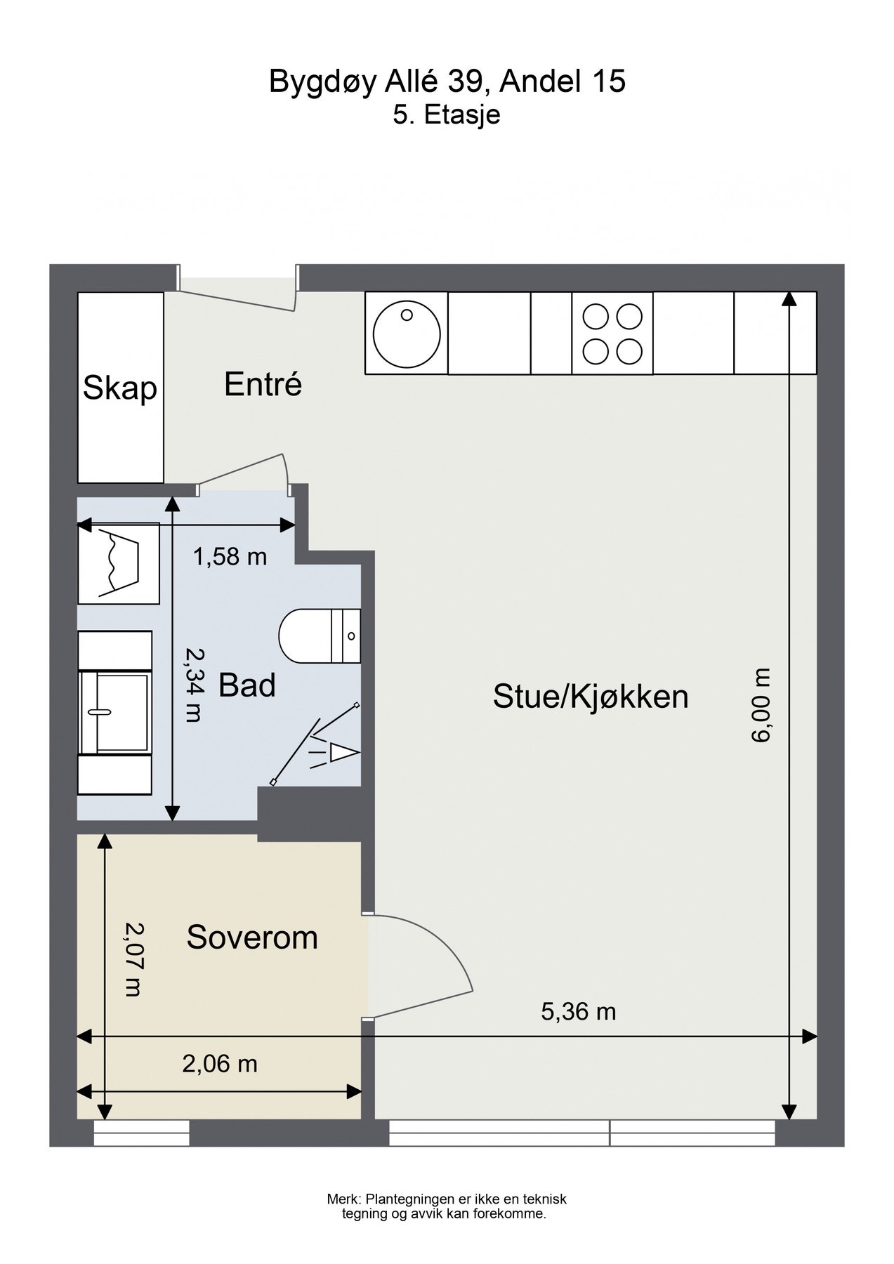 Plantegning. Tegningen er kun ment som en illustrasjon og er ikke målbar. Galleribilde