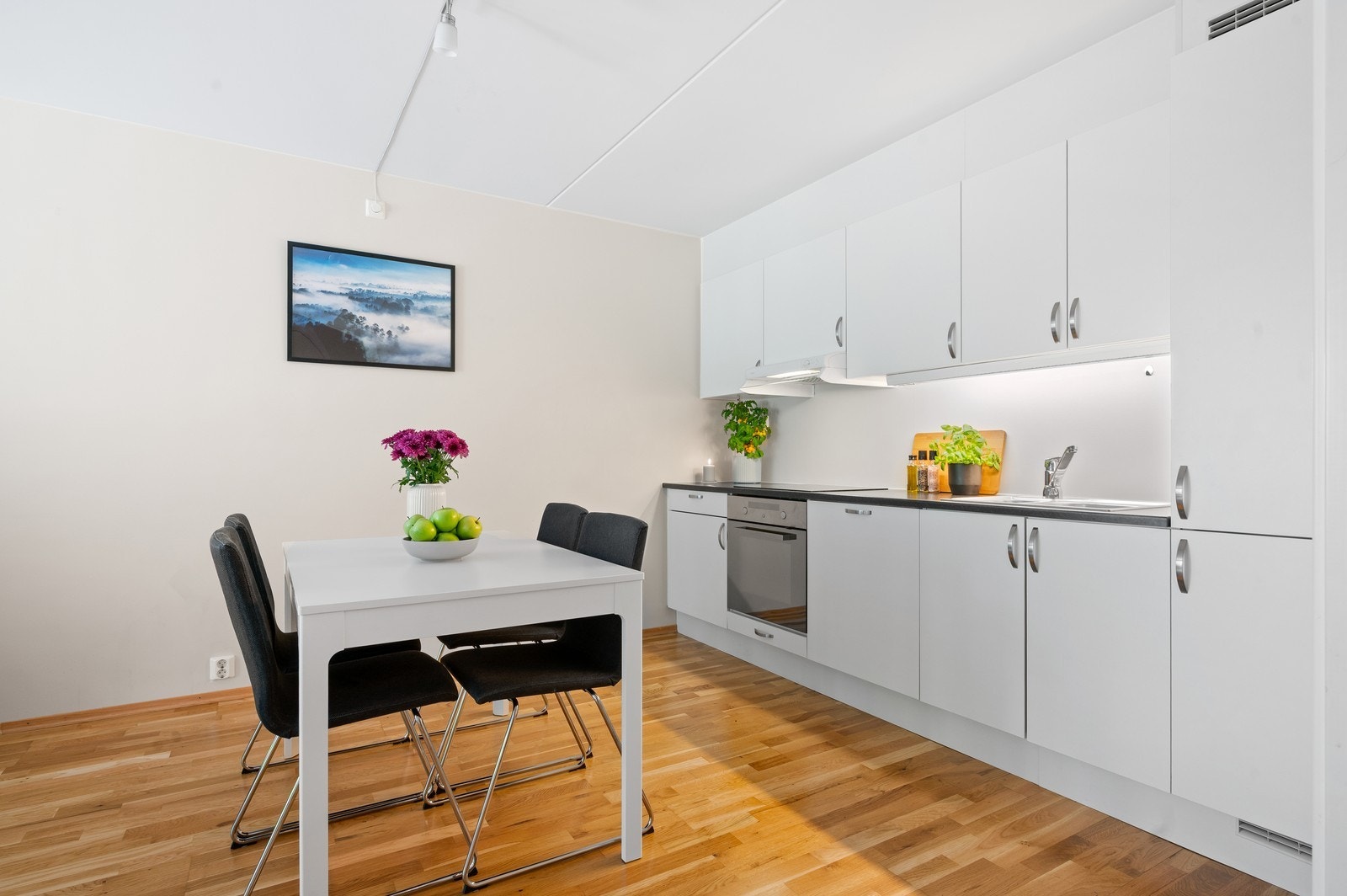 Praktisk kjøkken med integrerte hvitevarer og godt med skapplass. Galleribilde