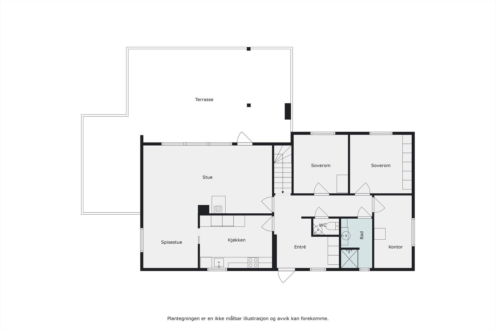 Plantegning hovedplan våningshuset Galleribilde
