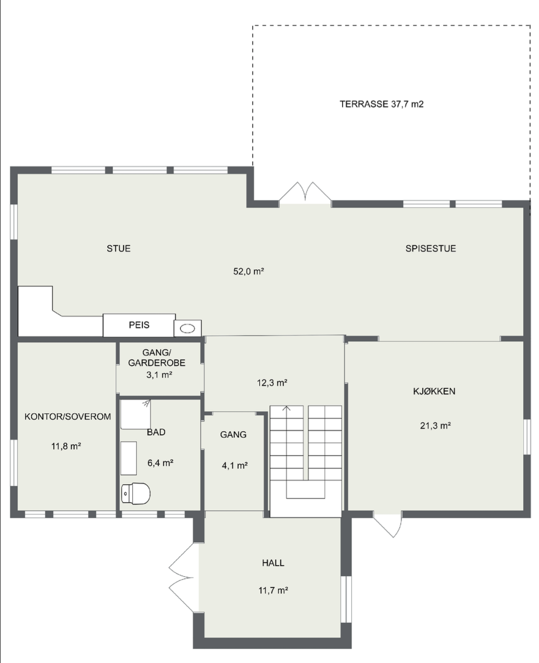 Plantegning 1. etasje. Galleribilde