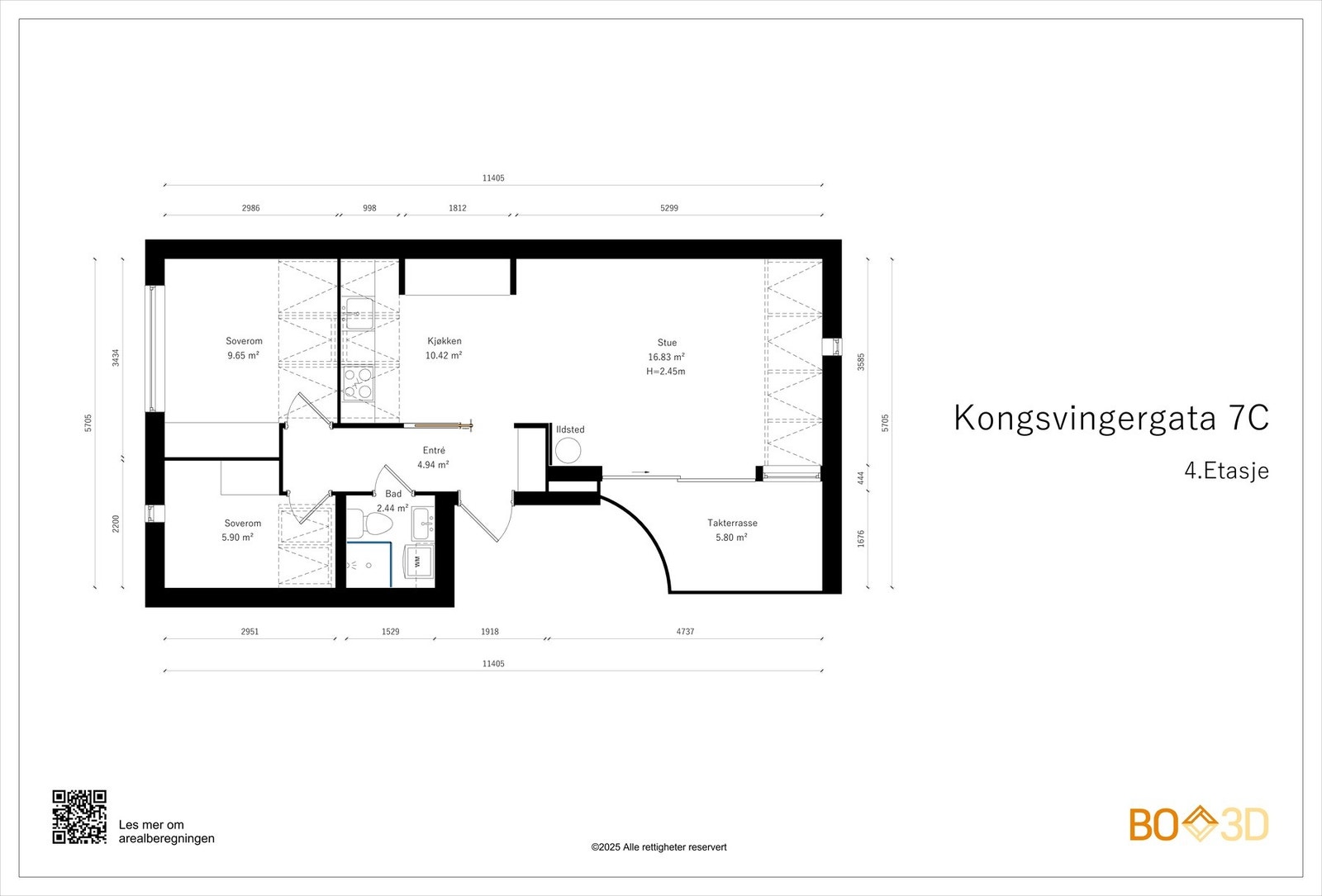 Før vi blar videre ser vi nærmere på boligens plantegning. I tillegg til innvendige arealer disponerer boligen en kjellerbod på hele 10 kvm. Galleribilde