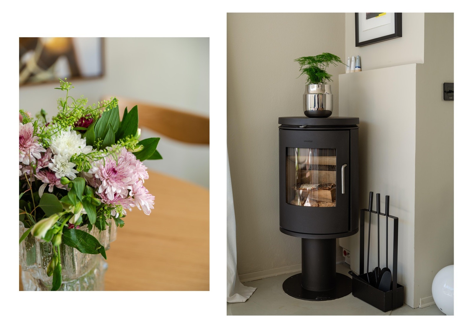 I stuen finner vi også denne peisovnen, som kommer godt med i vinterhalvåret. Galleribilde