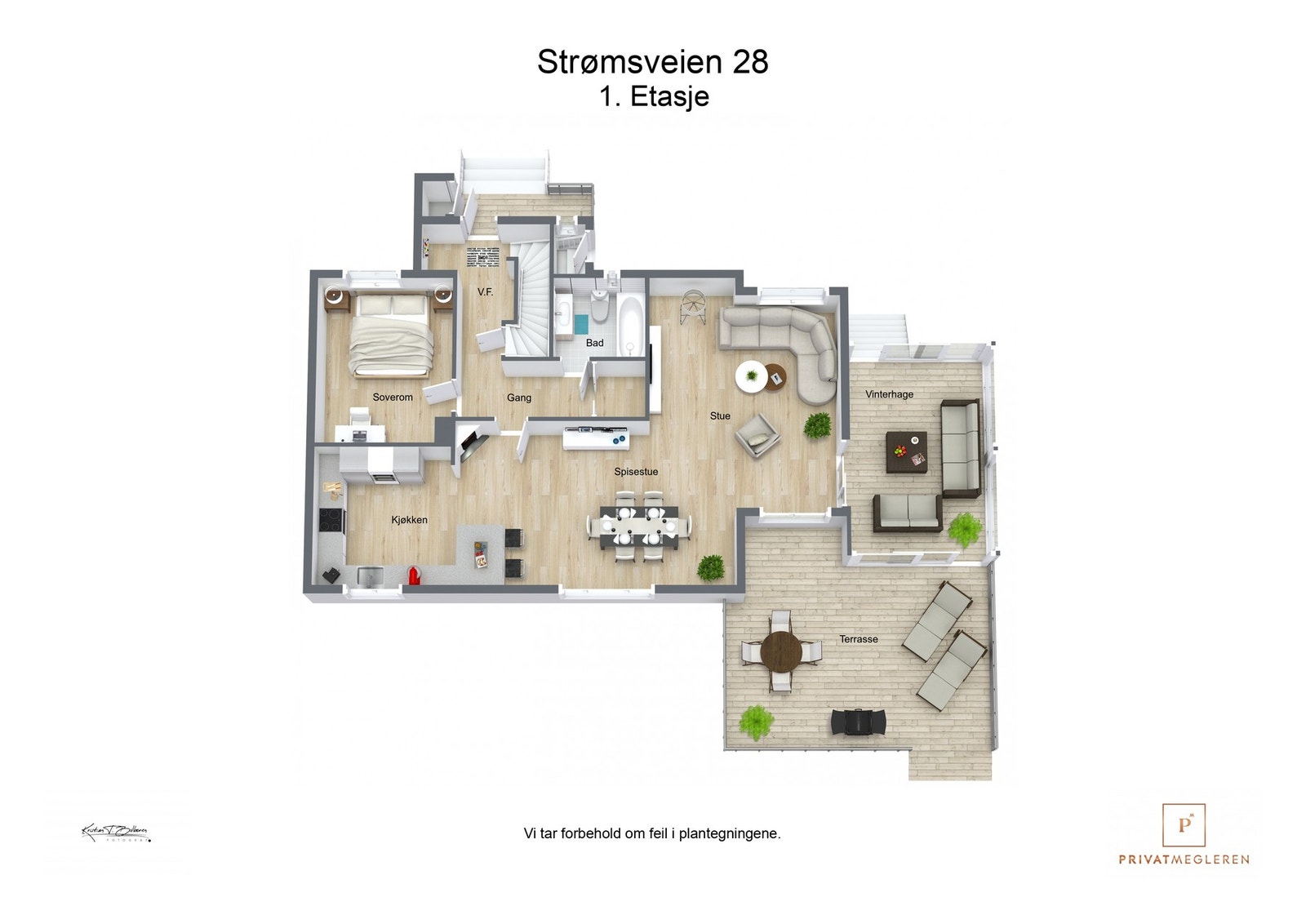 3 D plantegning 1. etasje Galleribilde