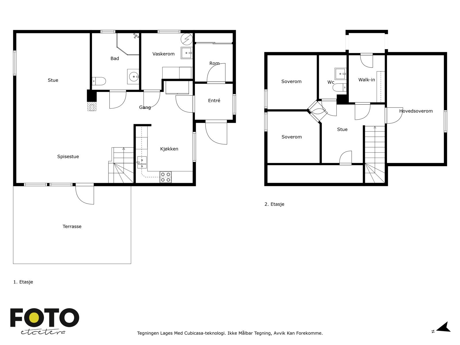Plantegning begge etasjer. Galleribilde