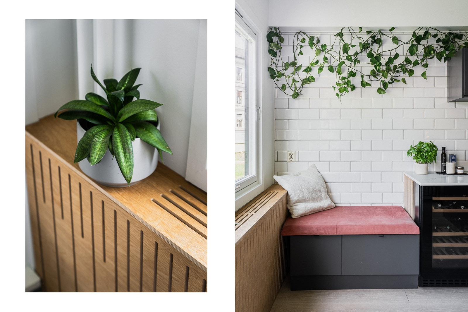 I en forlengelse av kjøkkeninnredningen er det en koselig lesekrok ved vinduet. Galleribilde