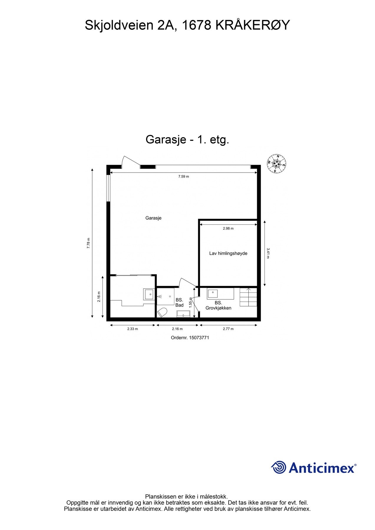 Garasjens første etasje. Detaljer kan avvike. Galleribilde