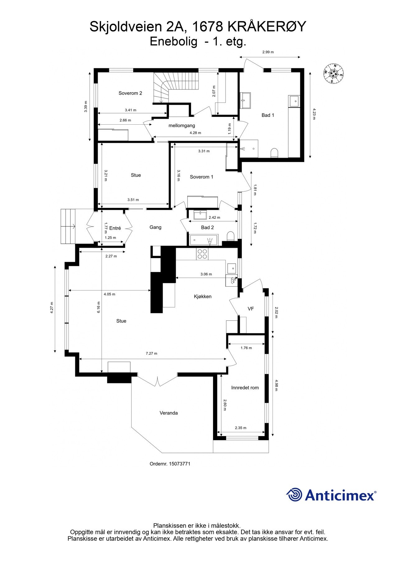 Planskisse for bolighuset. Detaljer kan avvike. Galleribilde