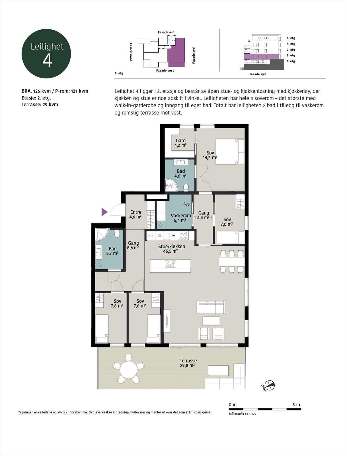 Her kan vi presentere en romslig og innholdsrik leilighet Galleribilde