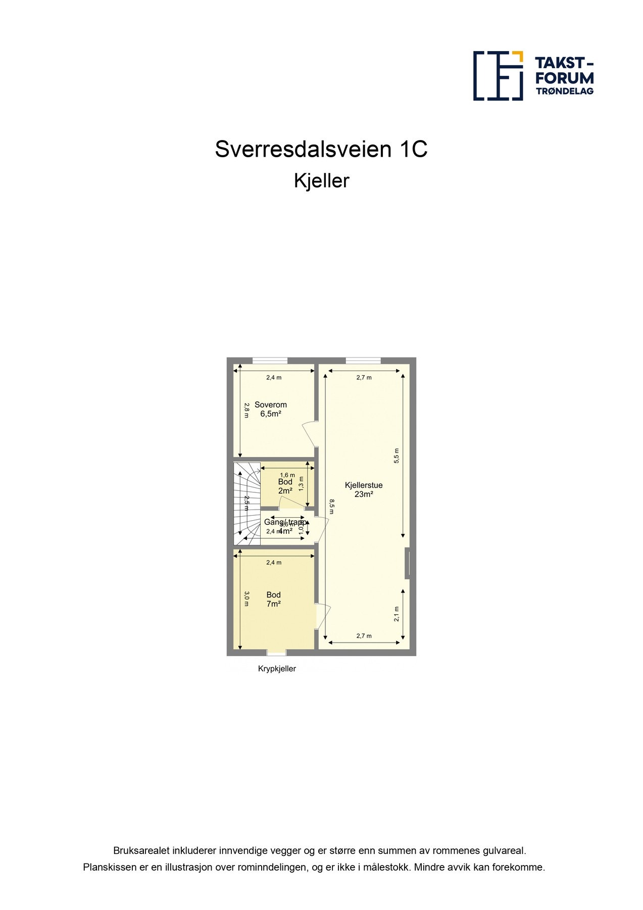 Planskisse kjelleretasje. Galleribilde