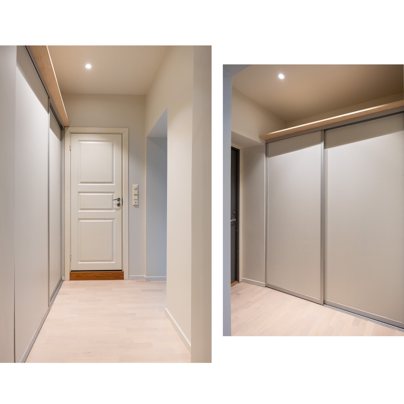 Lys entré med skyvedørsgarderobe. Galleribilde