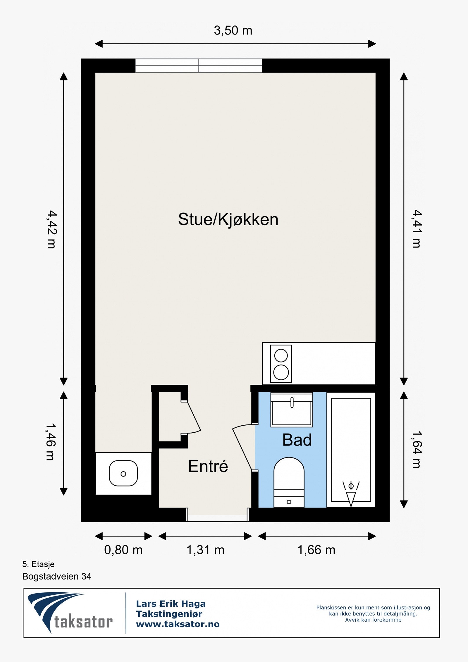 Plantegning - 5. etasje med heisadkomst. Galleribilde
