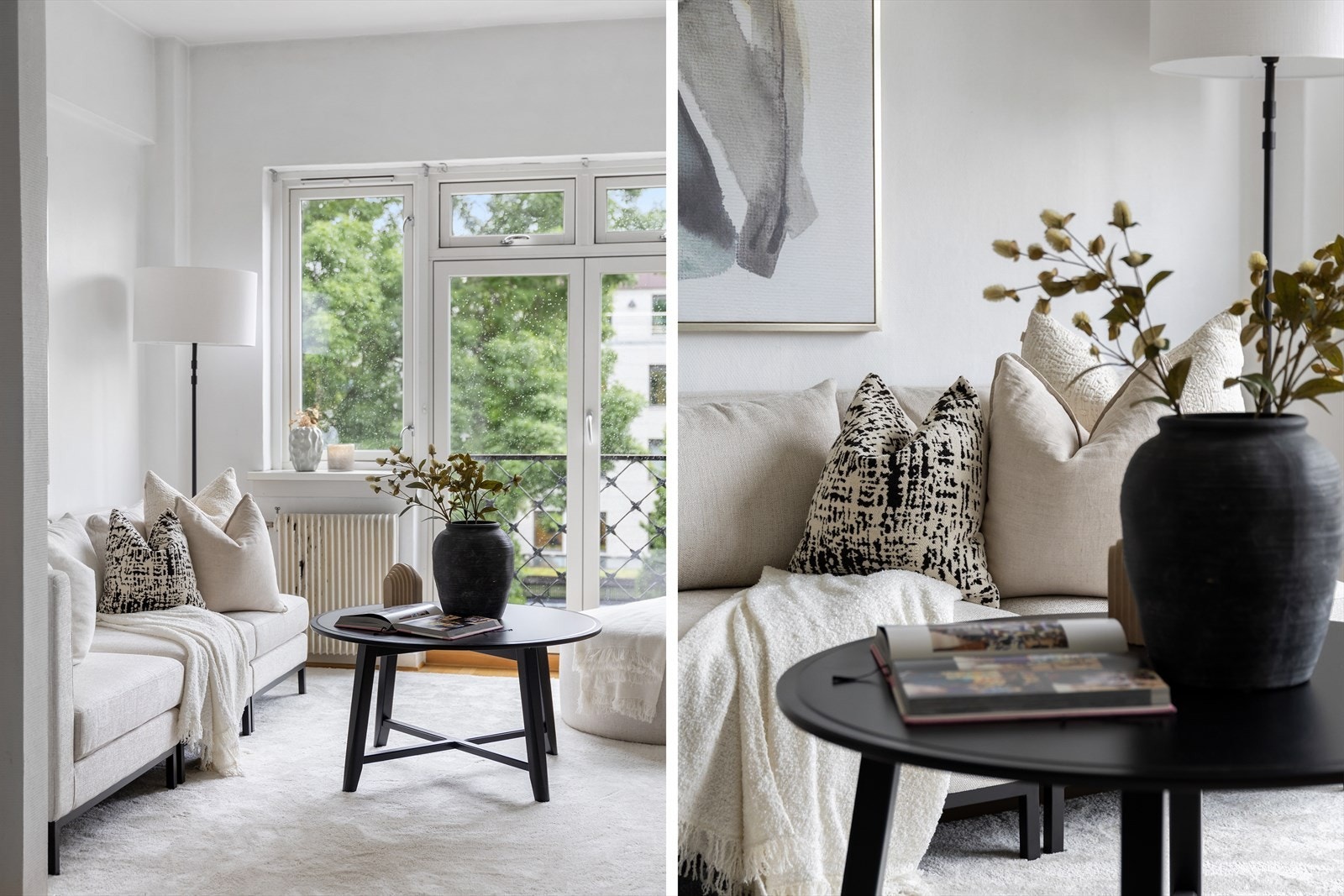 Boligen har en arealeffektiv planløsning med åpen stue- kjøkkenløsning, bad, gang og en vestvendt fransk balkong. Galleribilde