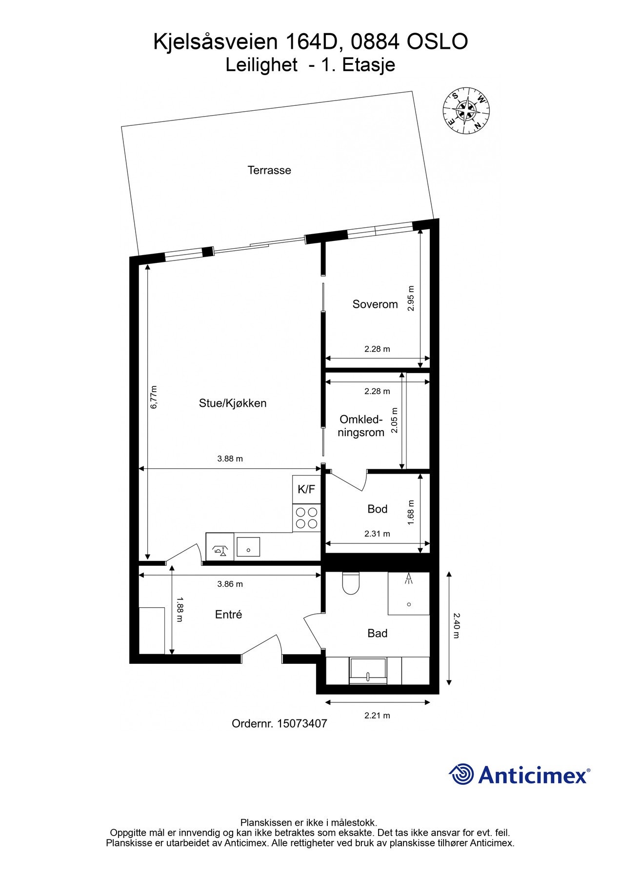 Leiligheten har en praktisk planløsning med luftige og gode rom. I tillegg til innvendige arealer disponeres en romslig kjellerbod på 5 kvm. Galleribilde