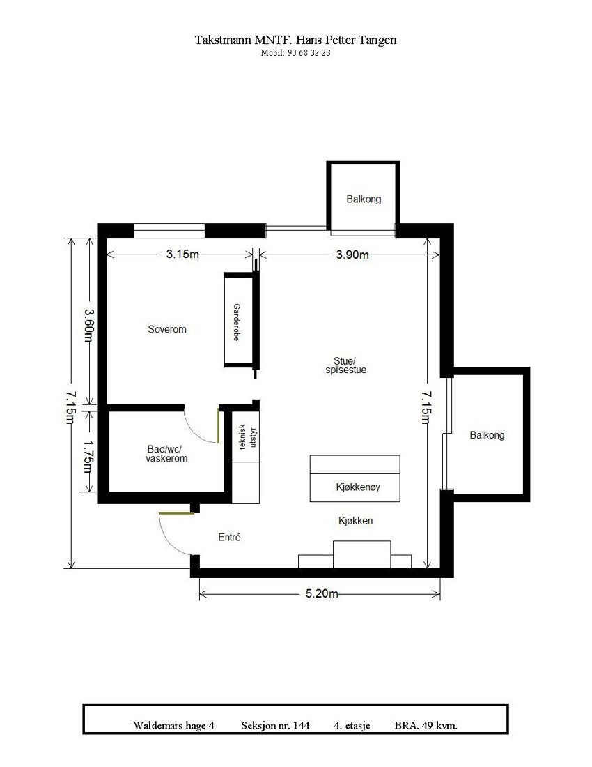 Plantegning - Waldemars Hage 4 Galleribilde