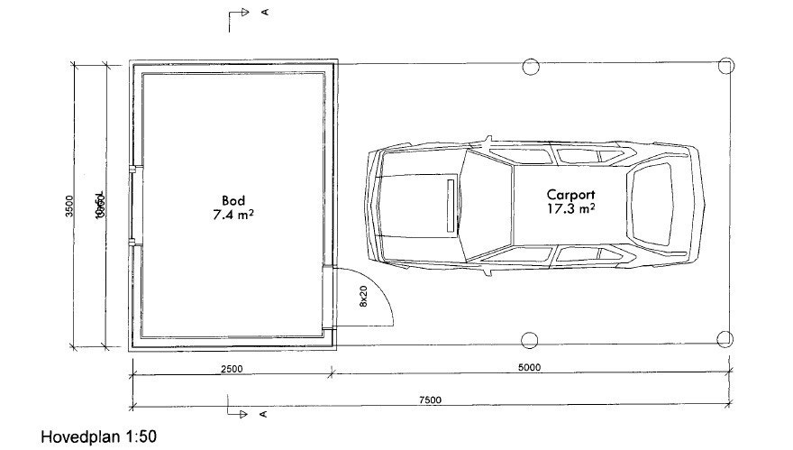 Plantegning carport og bod Galleribilde