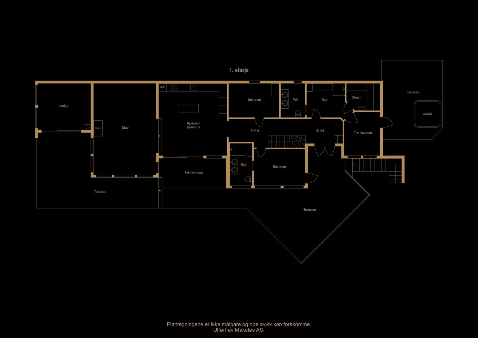 Plantegning 1. etasje - illustrasjon, avvik kan forekomme