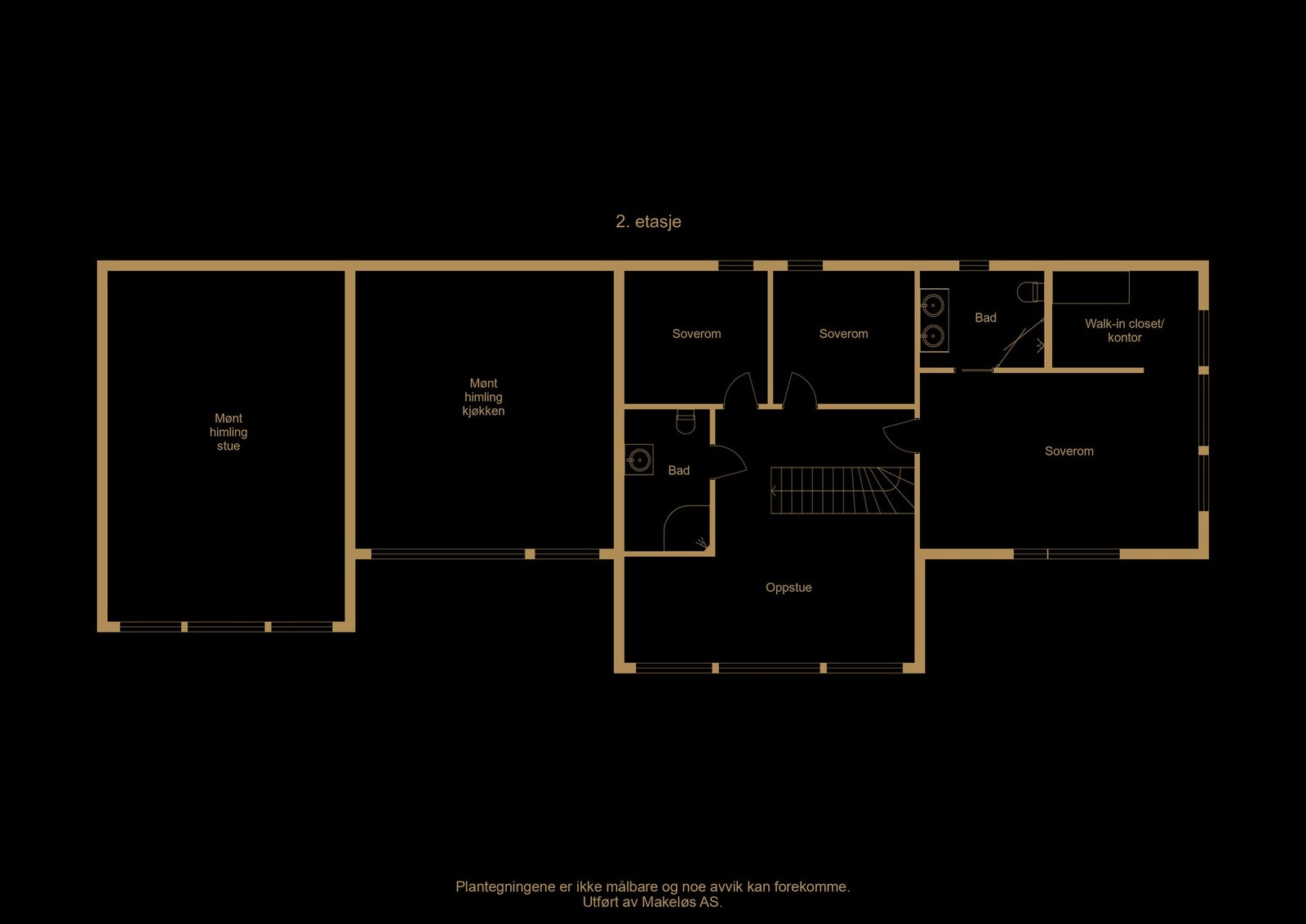Plantegning 2. etasje - illustrasjon, avvik kan forekomme