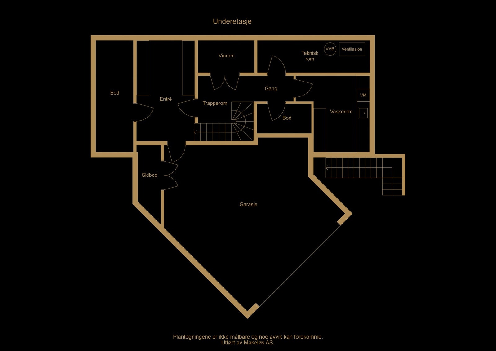 Plantegning underetasje - illustrasjon, avvik kan forekomme