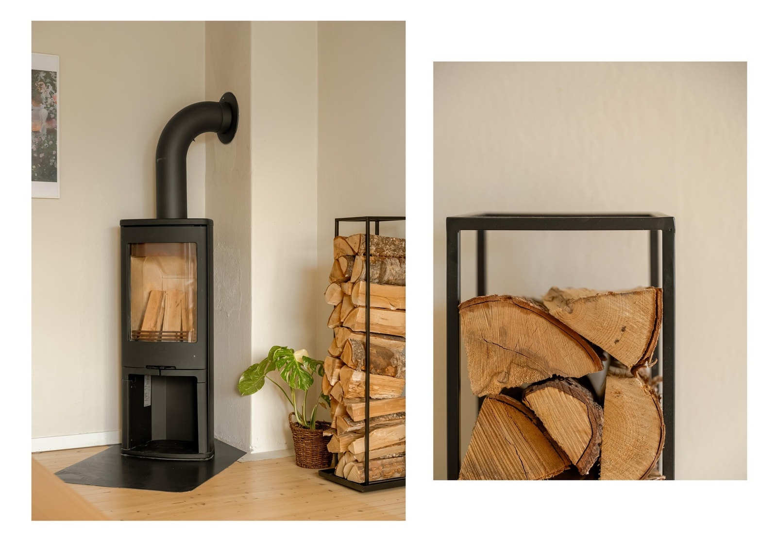 I stuens hjørne finner vi en moderne peisovn fra 2019, som varmer svært godt når vinteren gjør sitt inntog. Galleribilde