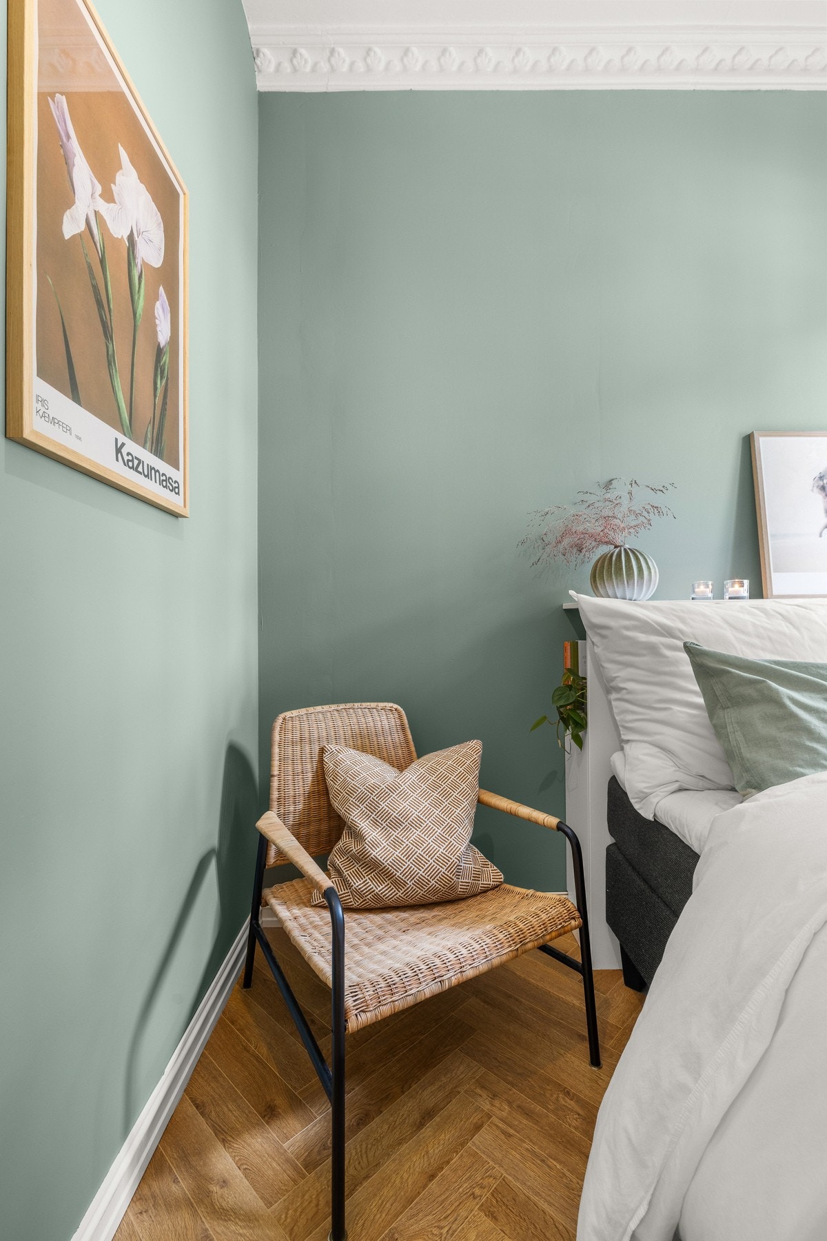 Det er gulvvarme på soverommet. Nytt gulv ble lagt i 2019. Galleribilde