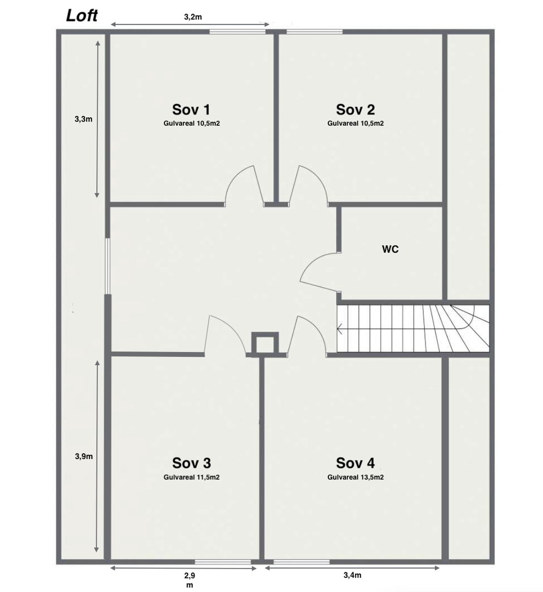 Loftetasje - 4 soverom og toalett Galleribilde