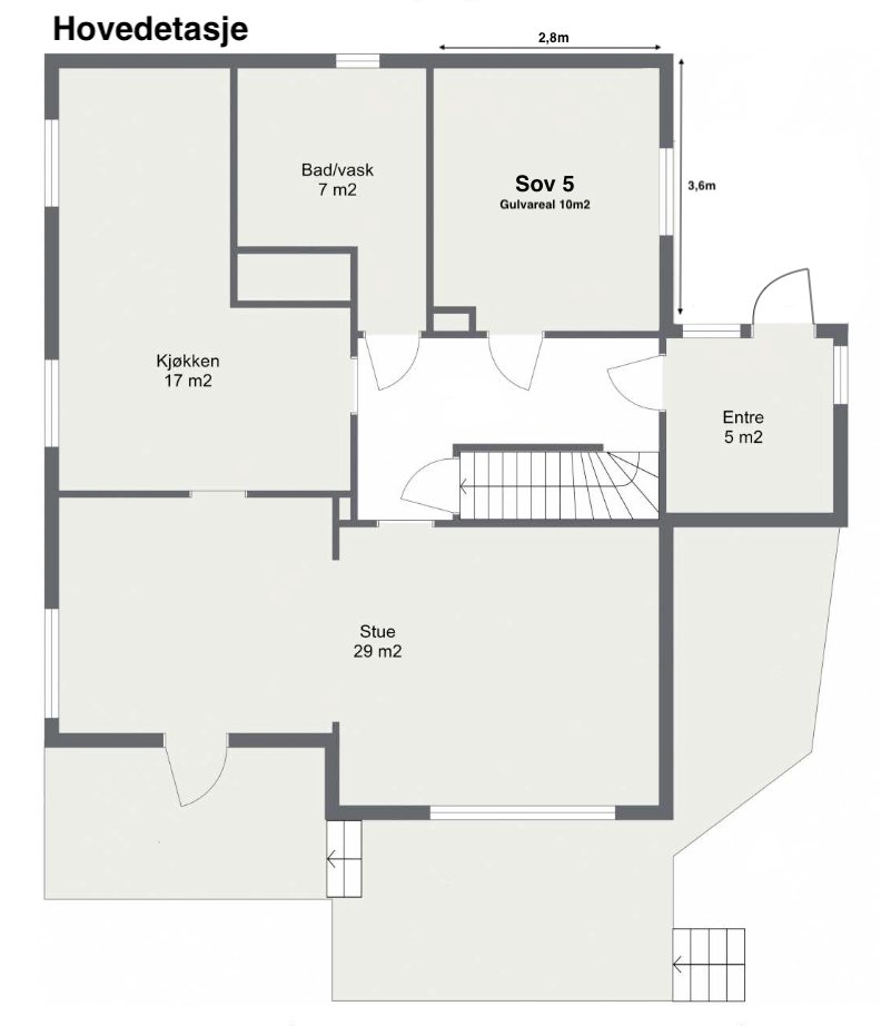 Hovedetasje - soverom - kjøkken stue og bad. Utgang til balkong. Galleribilde