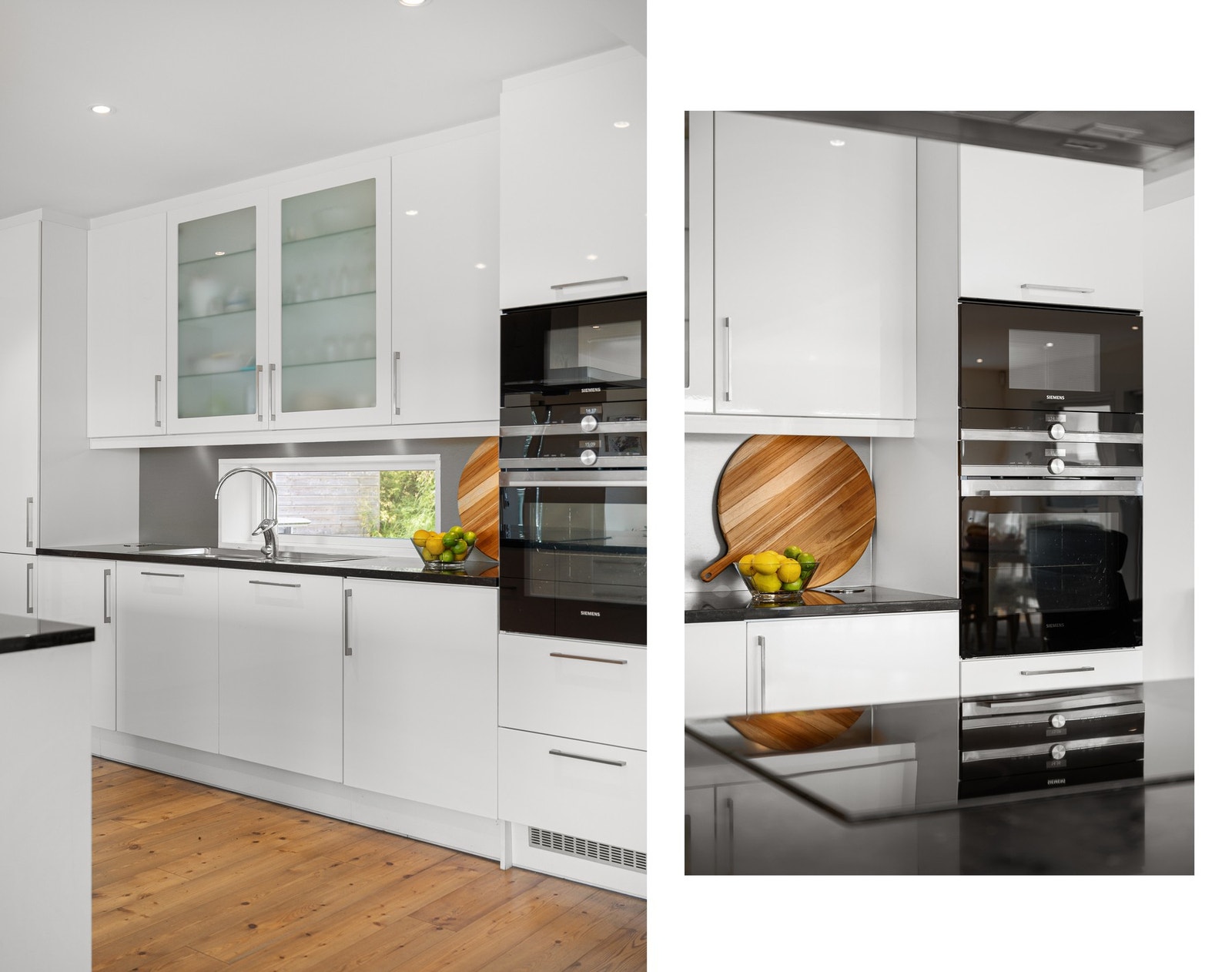 Kjøkkenet er godt utstyrt med alt av hvitevarer integrert - micro, komfyr, oppvaskmaskin, kjøleskap og nedfelt platetopp Galleribilde