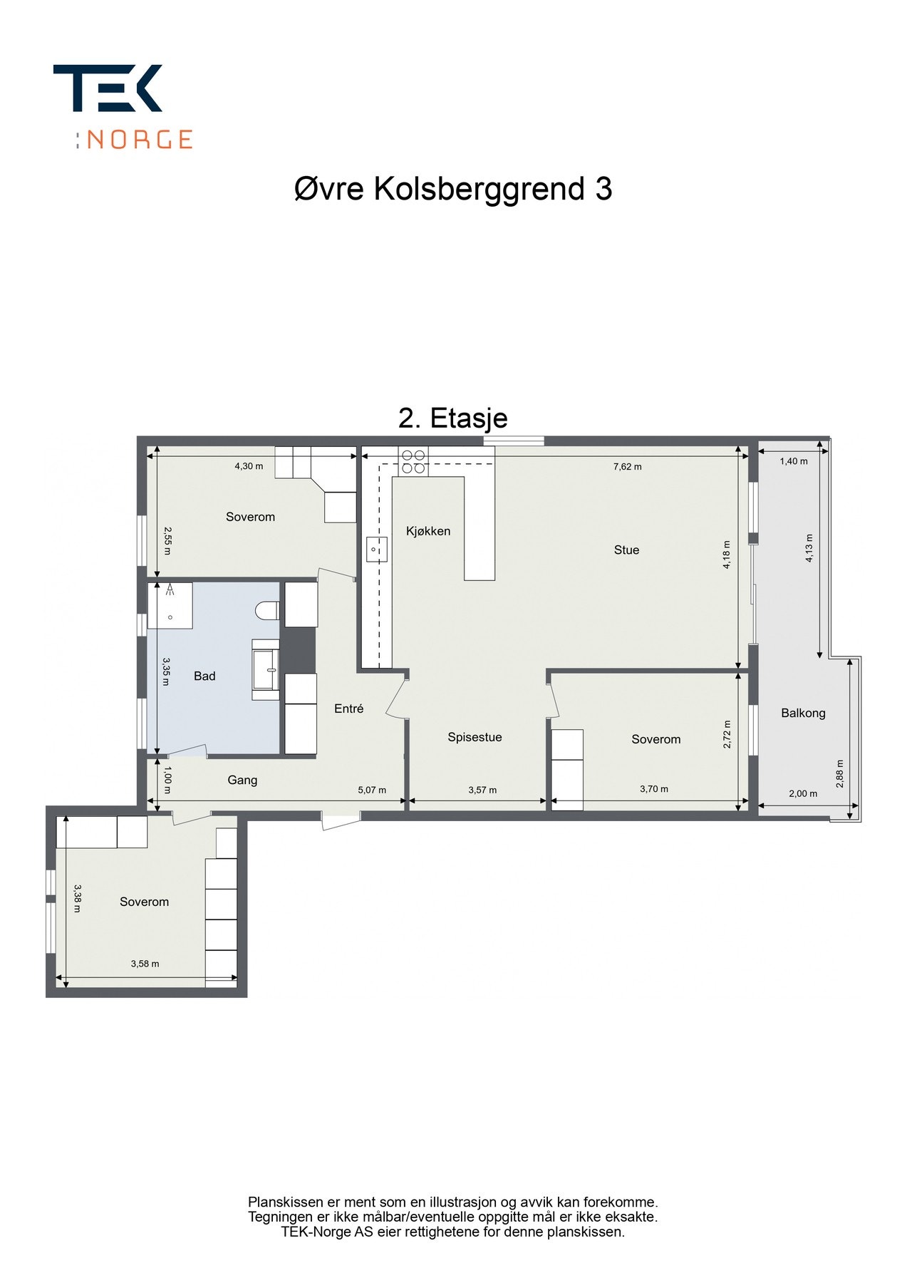 Plantegning, Øvre Kolsberggrend 3. Galleribilde