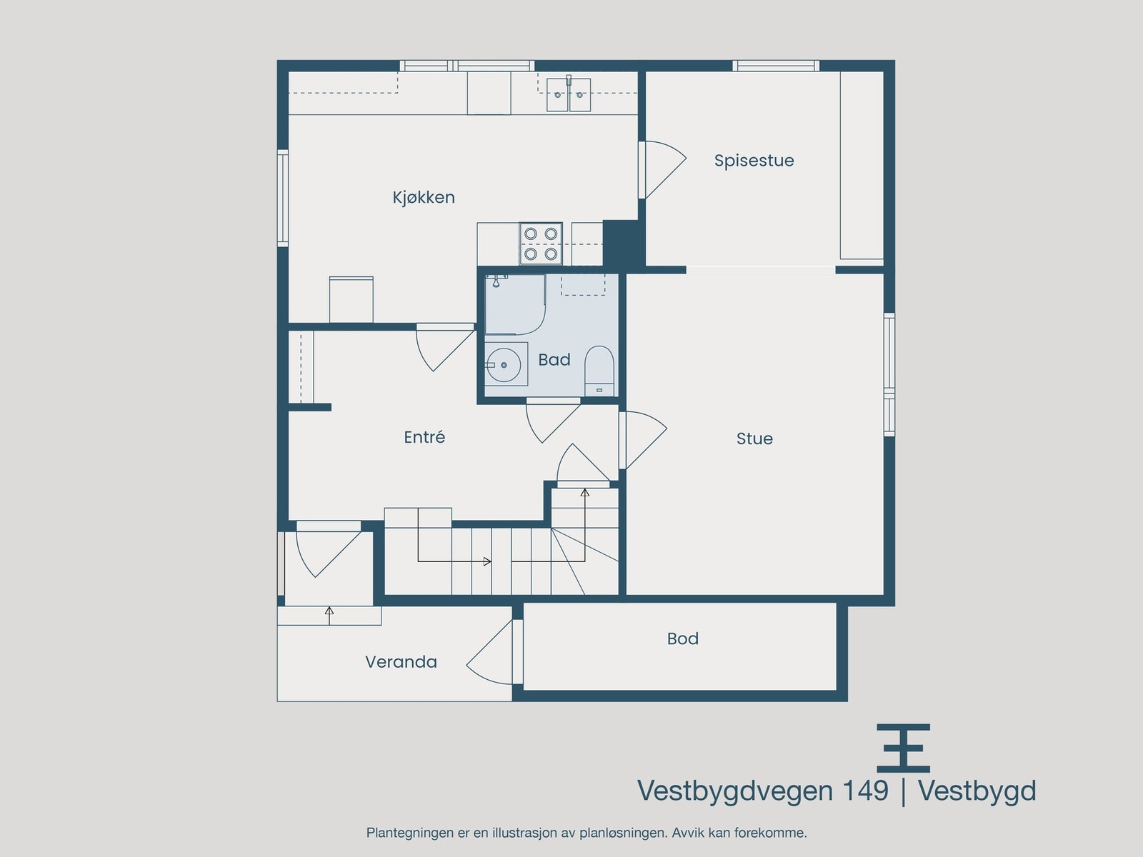 Plantegning 1. etasje Galleribilde