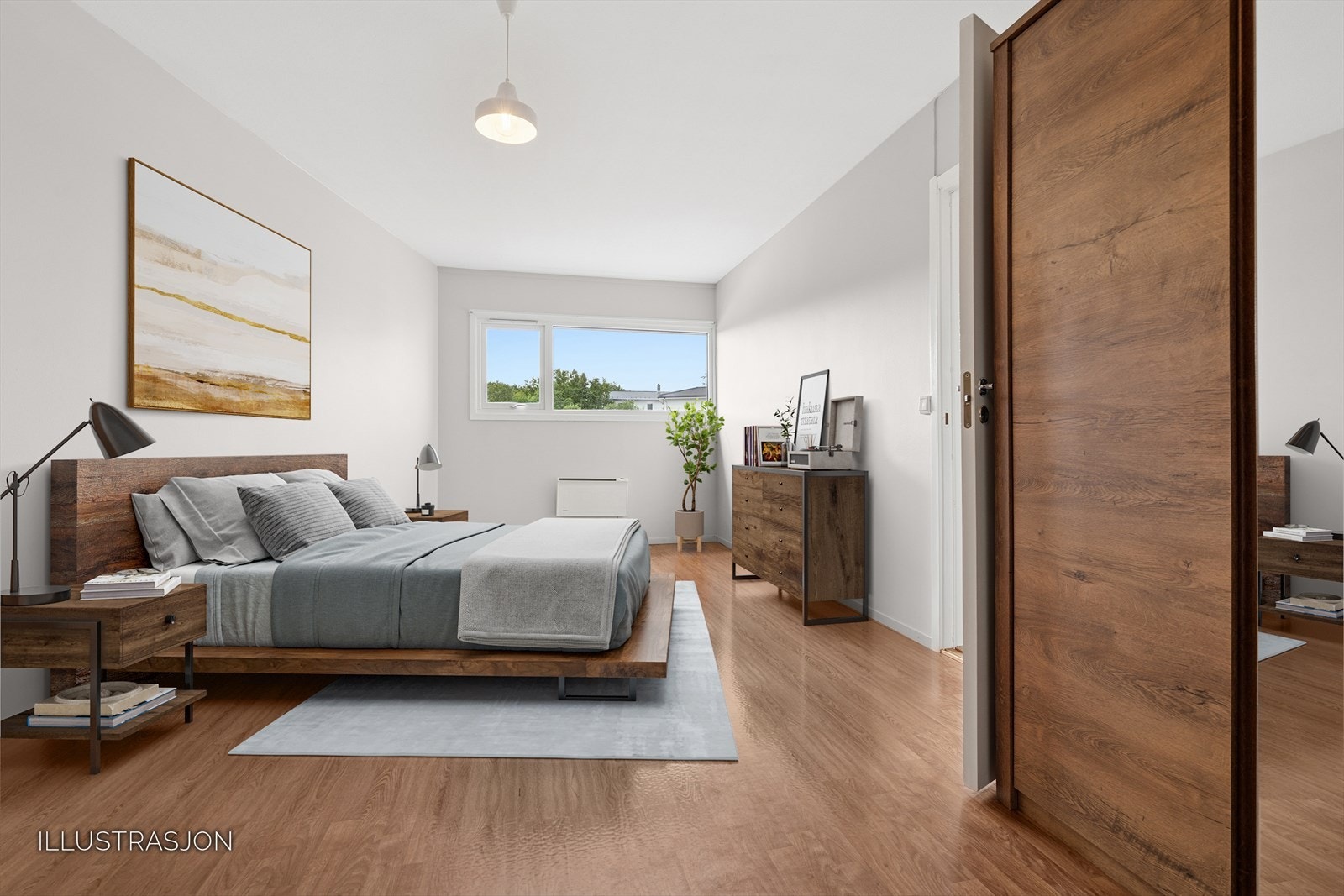 Soverom I - Hovedsoverommet ligger innenfor stuen og er svært romslig - Her får du fint plass til stor seng og romslig garderobe Galleribilde