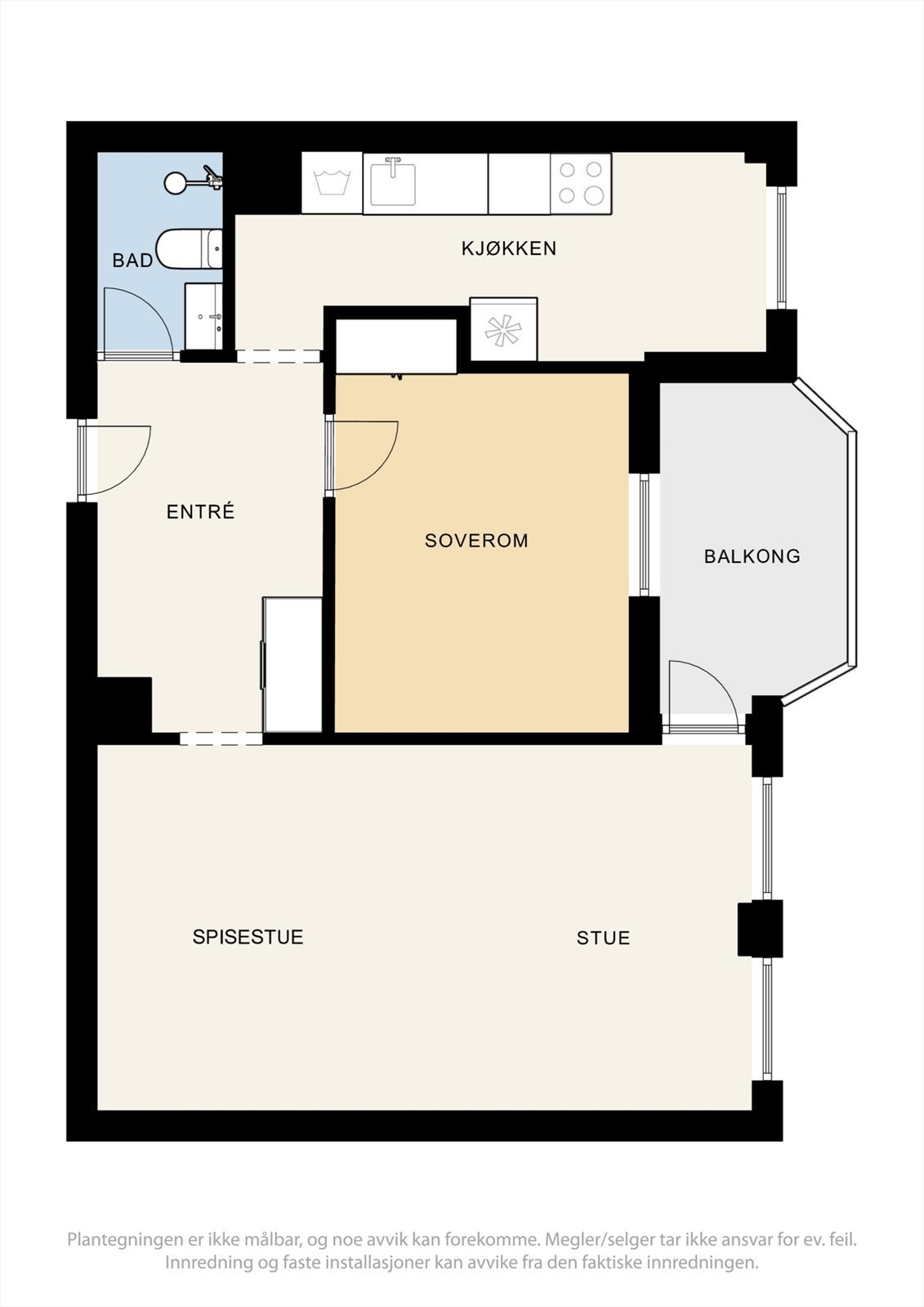 Plantegning av leiligheten- beliggende i 6. etasje. Galleribilde