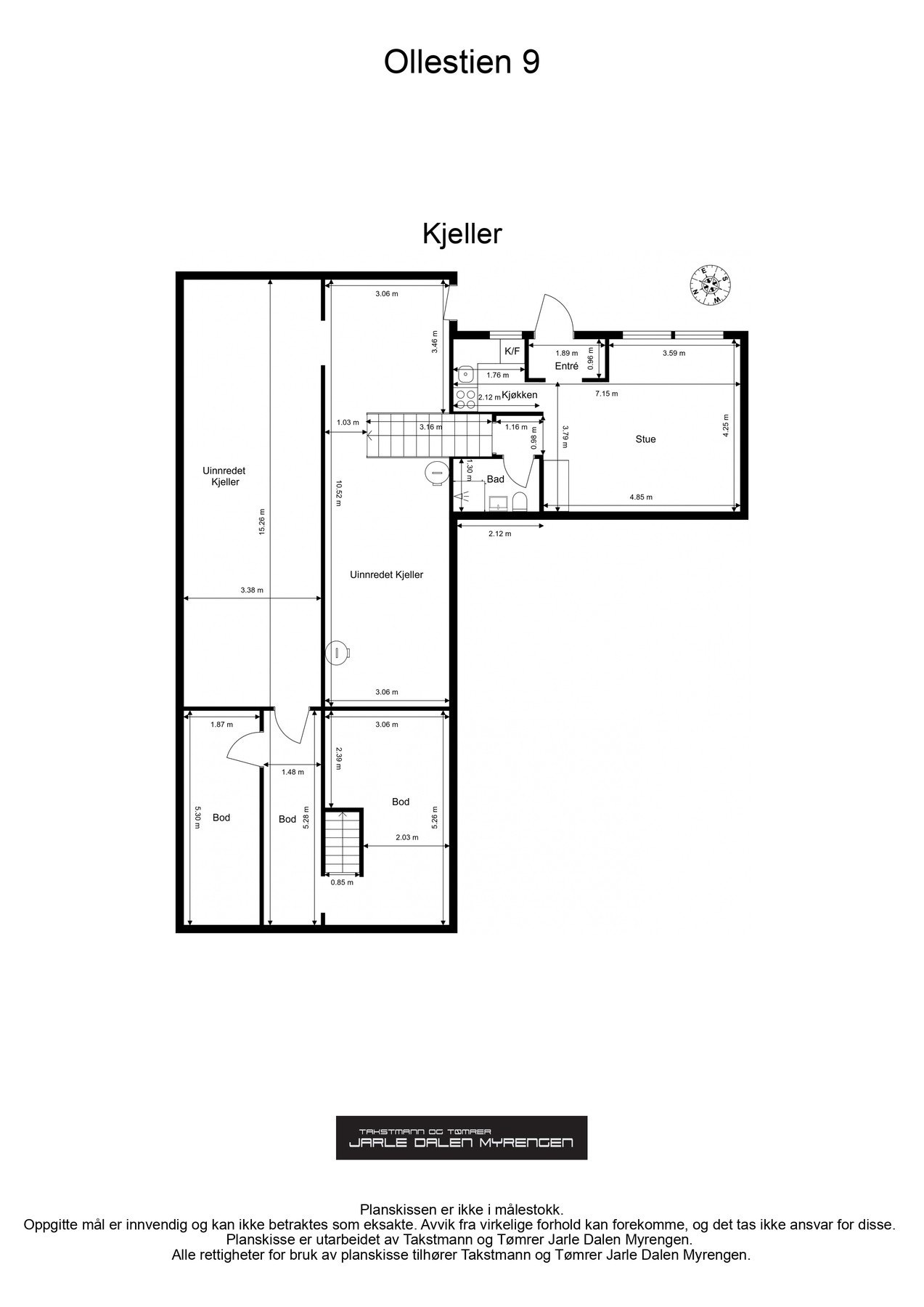 Plantegning for hele kjeller-/underetasjen. Galleribilde
