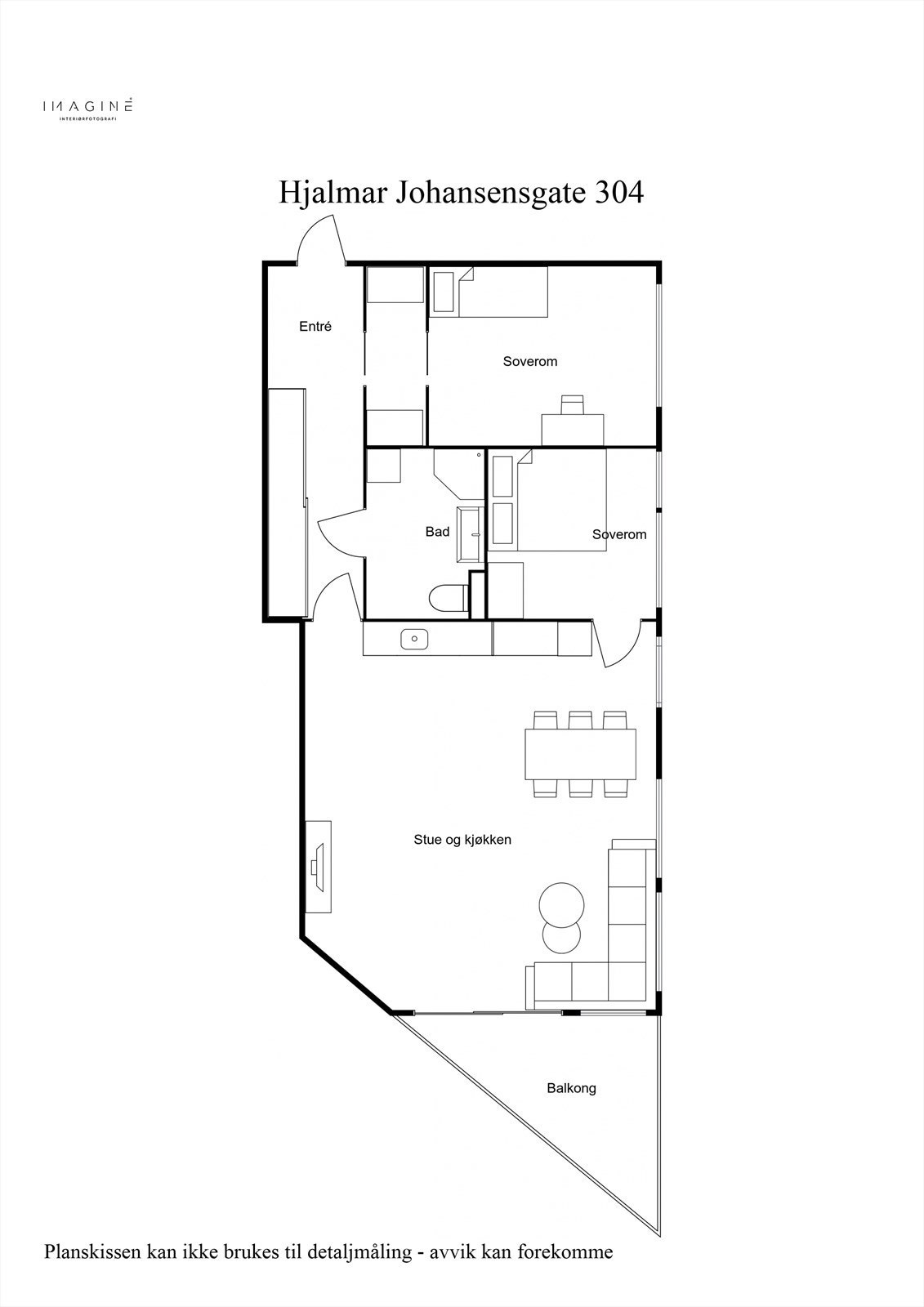Hjalmar Johansensgate 304 - Plantegning 2D. Galleribilde