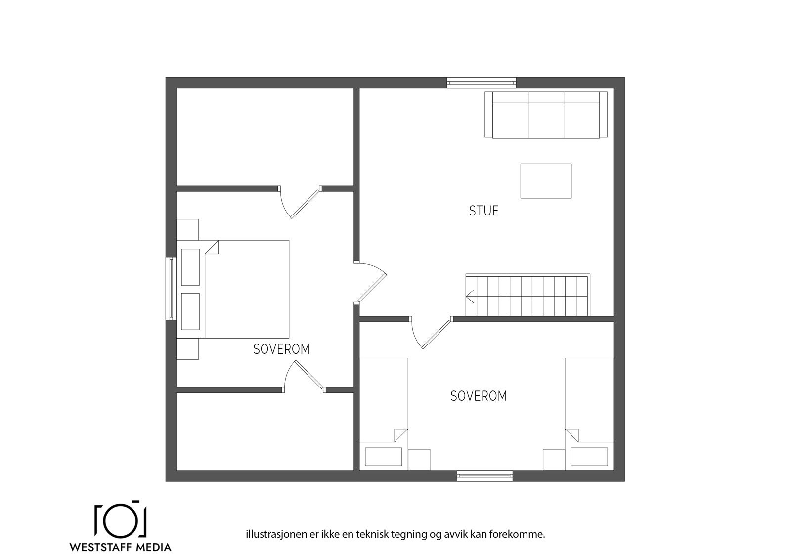 Du kan begynne med å sette deg inn i plantegningen til etasjen. Galleribilde