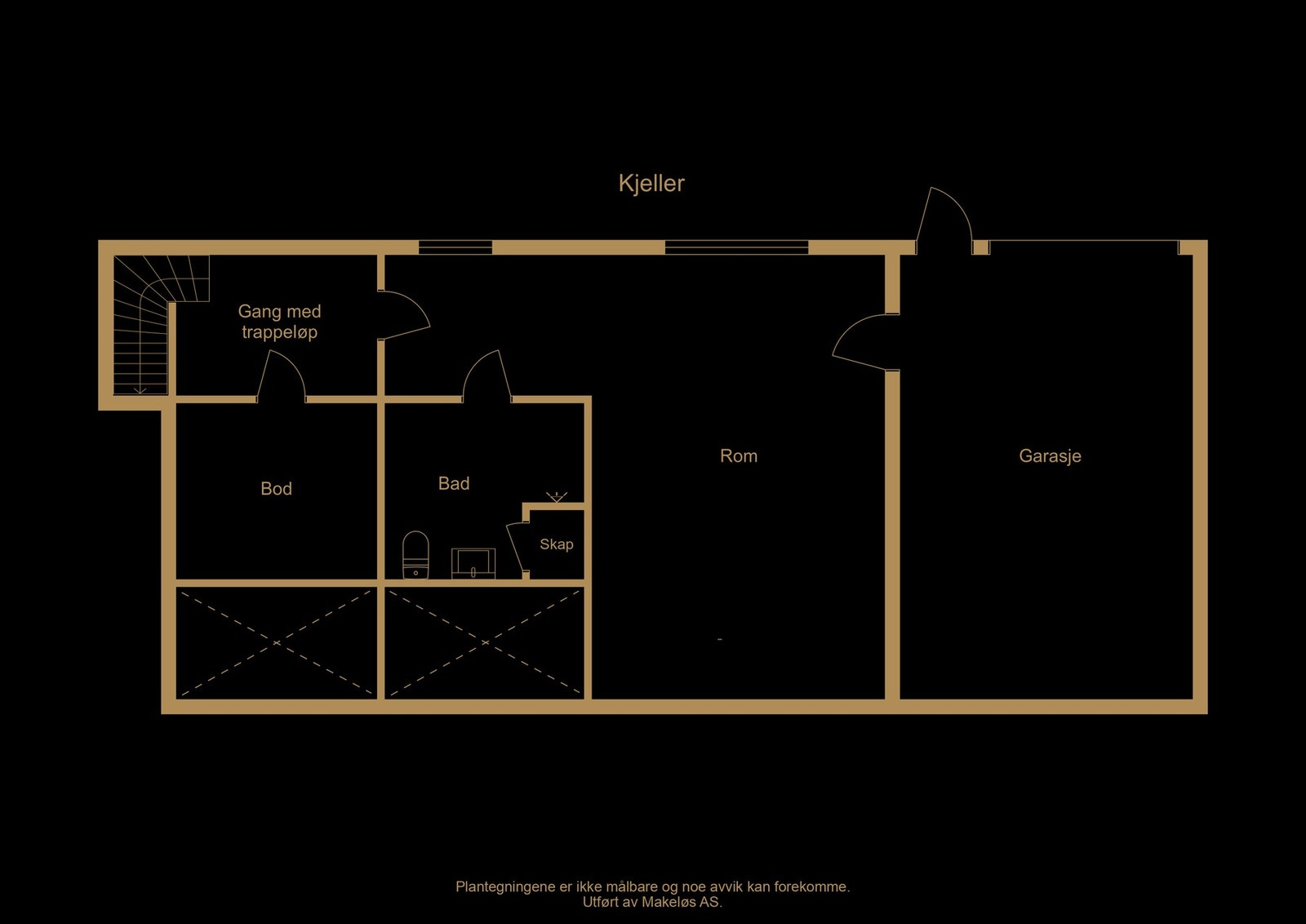 Plantegning kjeller - illustrasjon, avvik kan forekomme Galleribilde