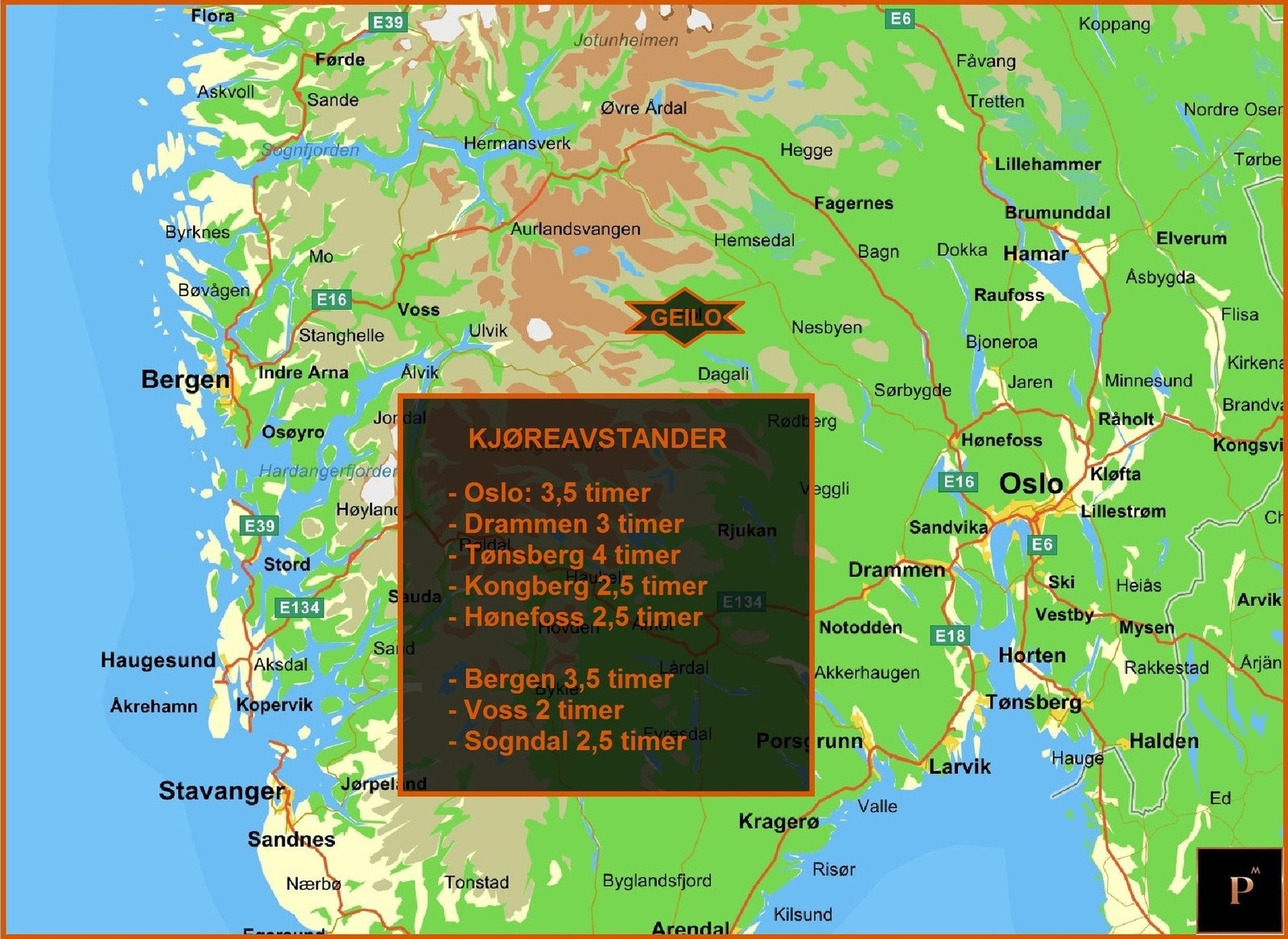 Avstander fra Geilo Galleribilde