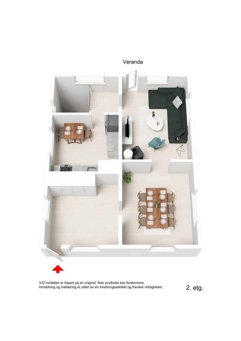 3D plantegning 2.etg. Galleribilde