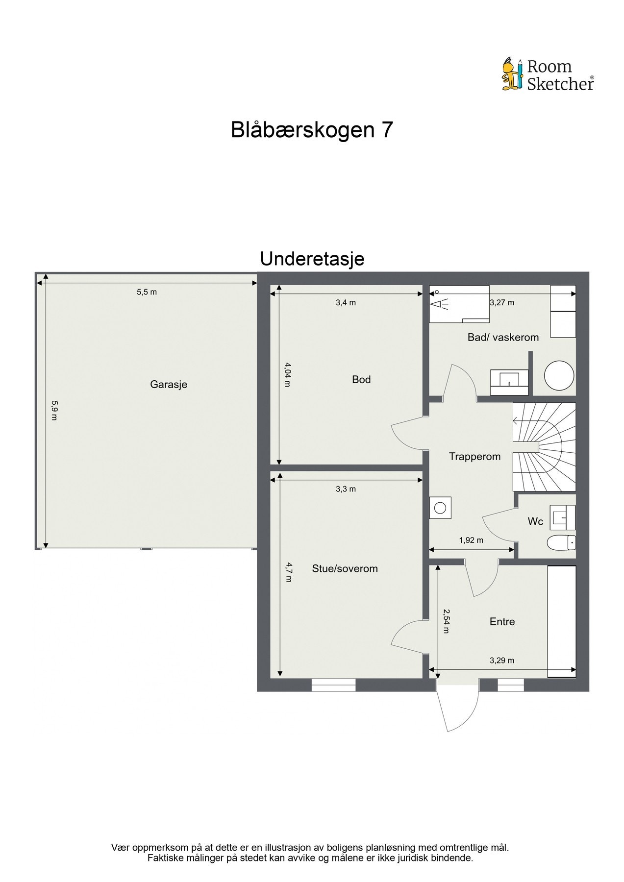 Plantegning underetasje. Galleribilde