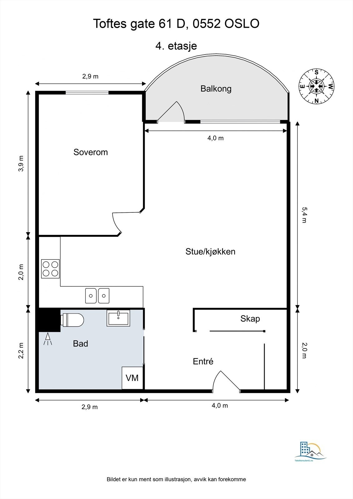 Leiligheten inneholder entré, stue/kjøkken, balkong, bad og soverom av god størrelse. Det er god lagringsplass i kjeller- og loftsbod. Galleribilde