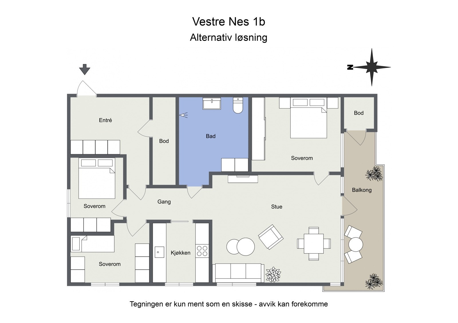 Alternativ plantegning - Vestre Nes 1b Galleribilde