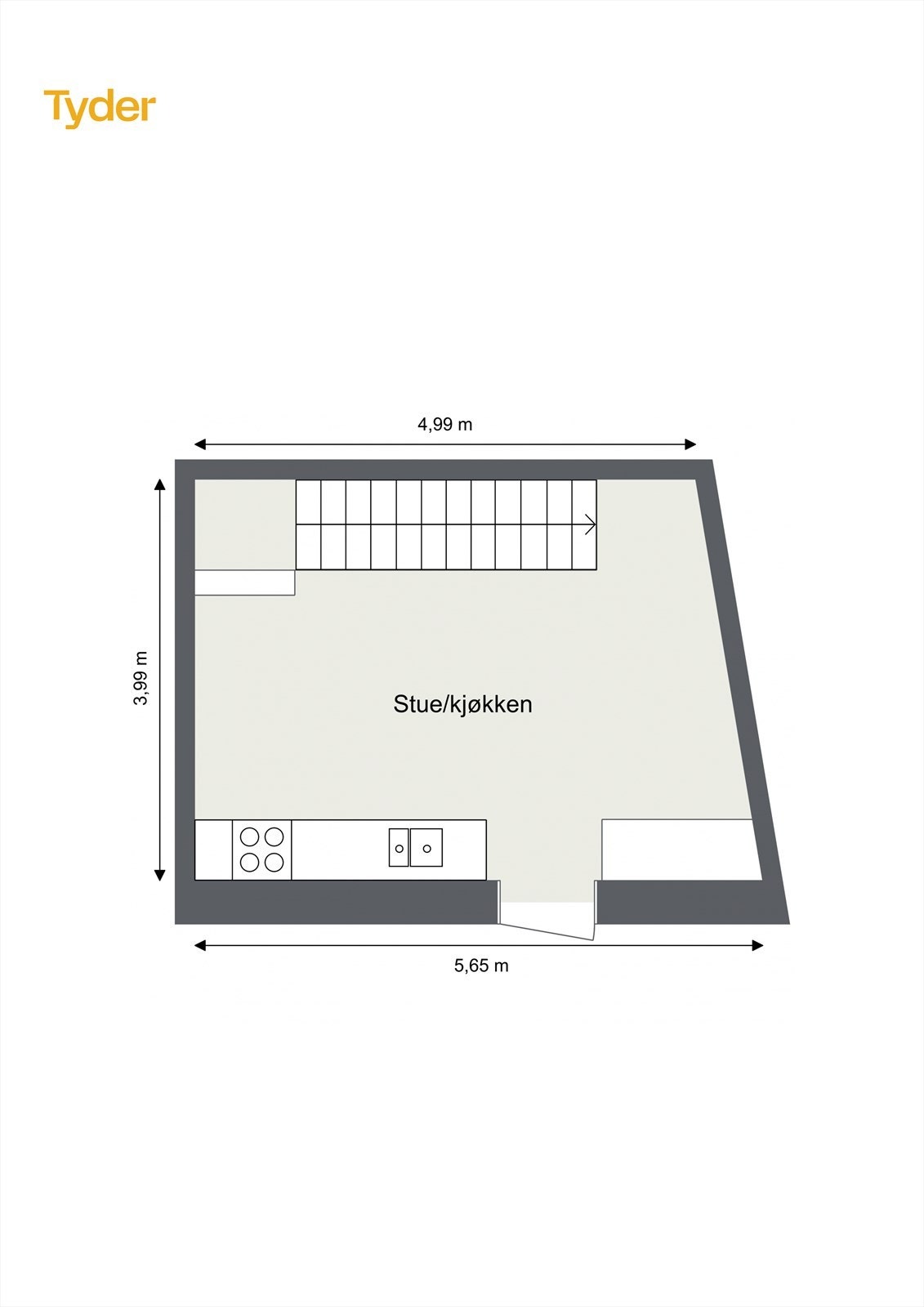 Plantegning - Kjeller. Det er utgang til boder i fellesareal fra leiligheten. Rommet avviker noe fra byggemeldte tegninger. Blant annet er det tegnet inn kjellervinduer og en innvendig bod. Galleribilde