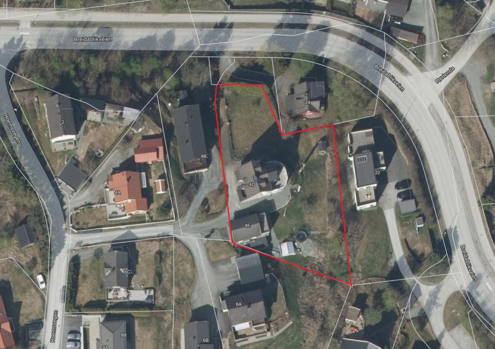 Eiendomskart med tomtegrense. Galleribilde