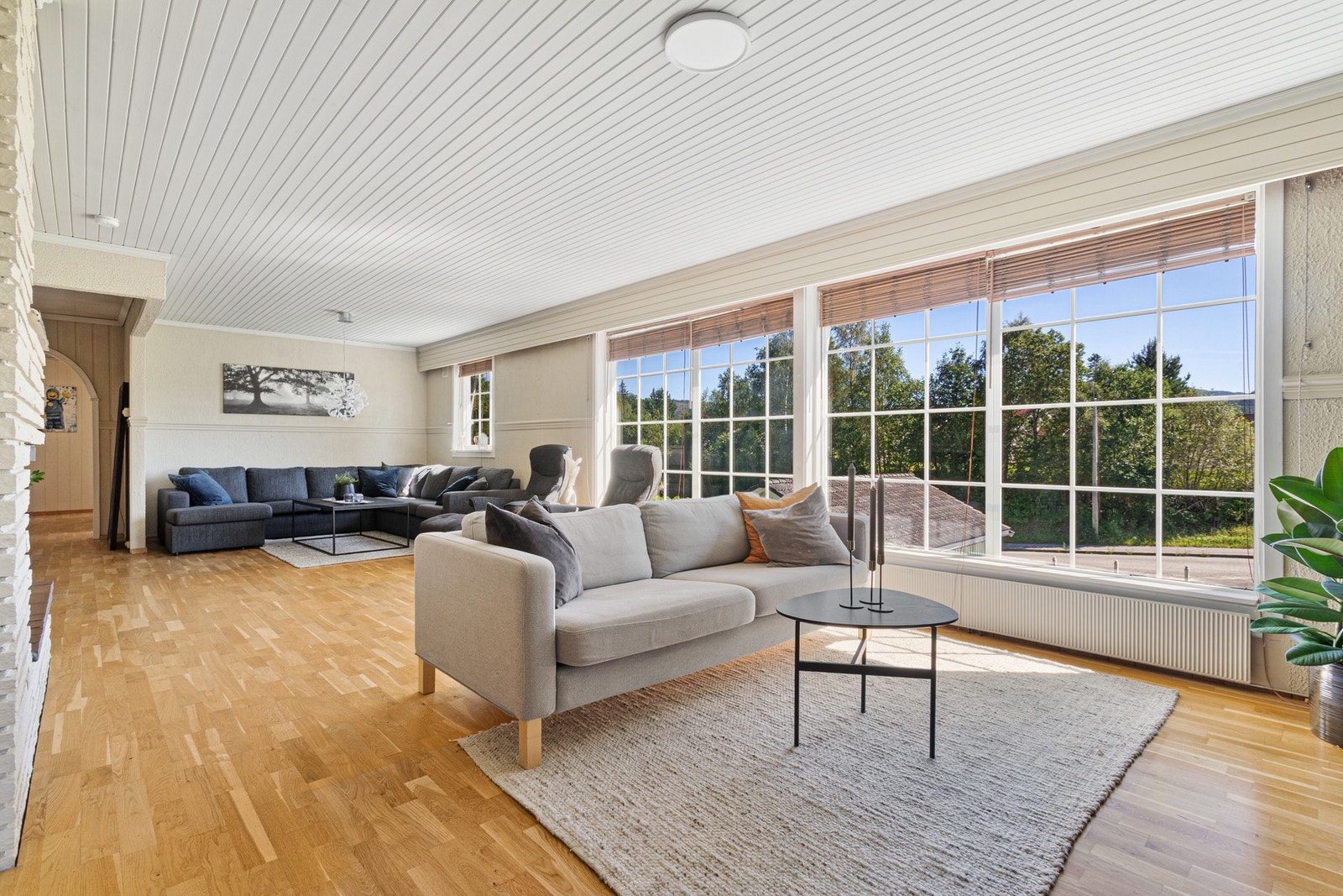 Tomten er pent opparbeidet med stor plen og egen inngang til sokkel. Galleribilde