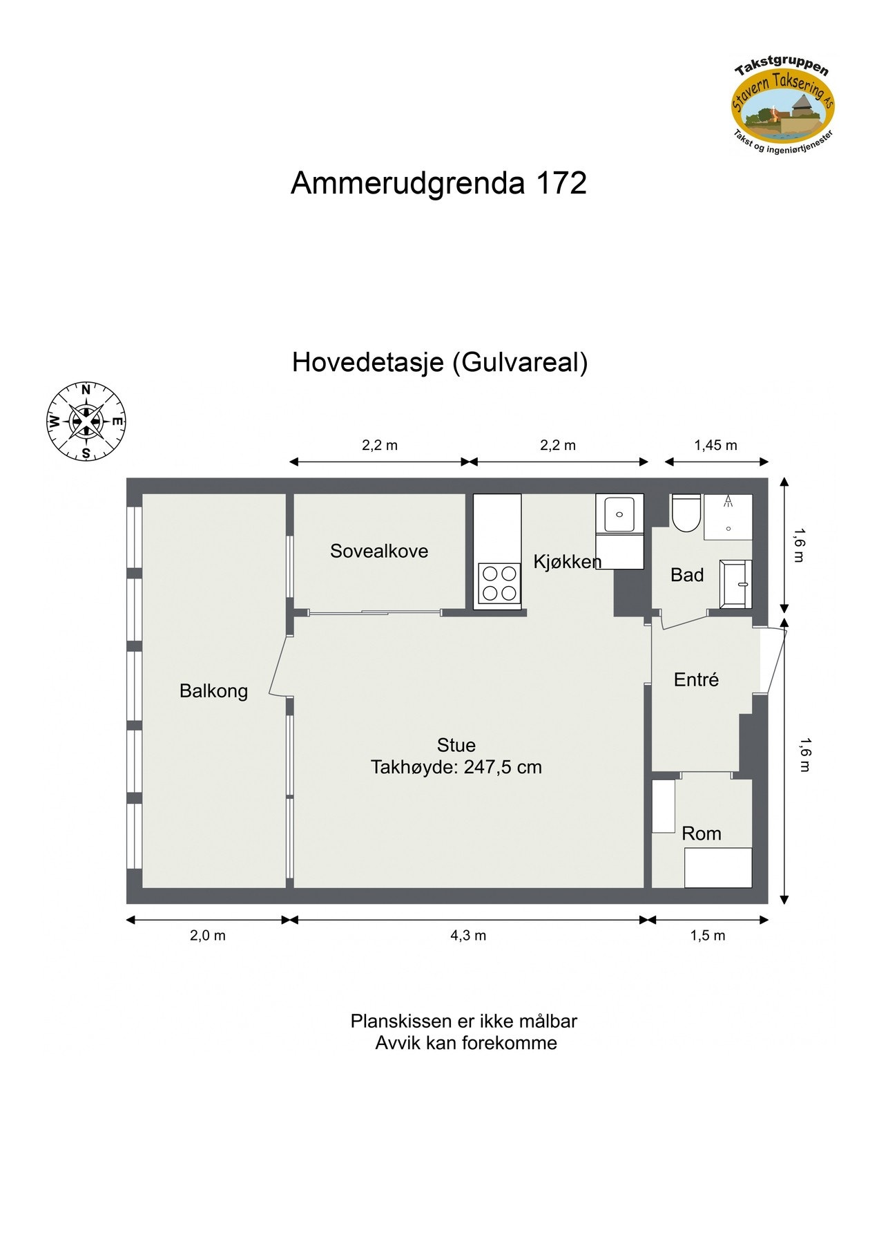 Målsatt plantegning. Galleribilde