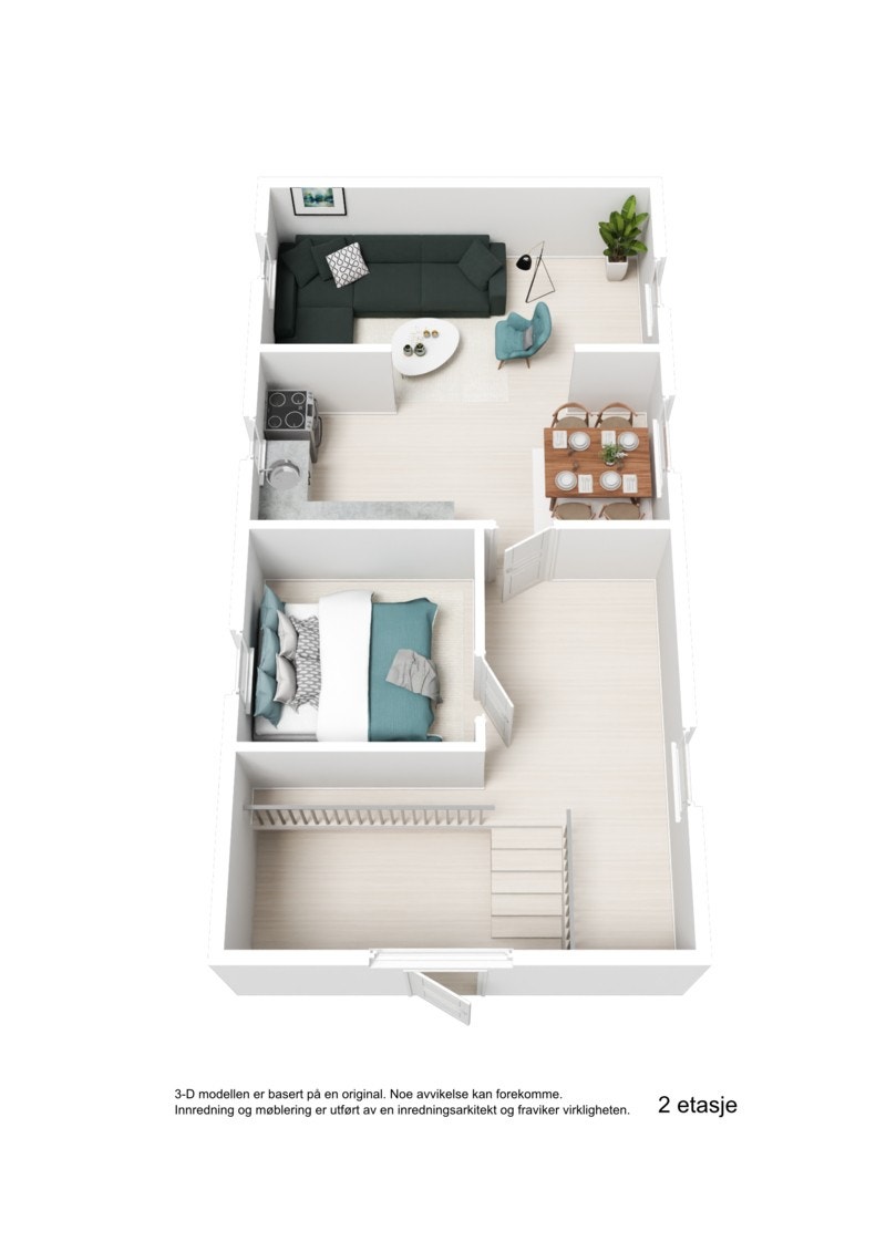 3D plantegning av plan 2 Galleribilde