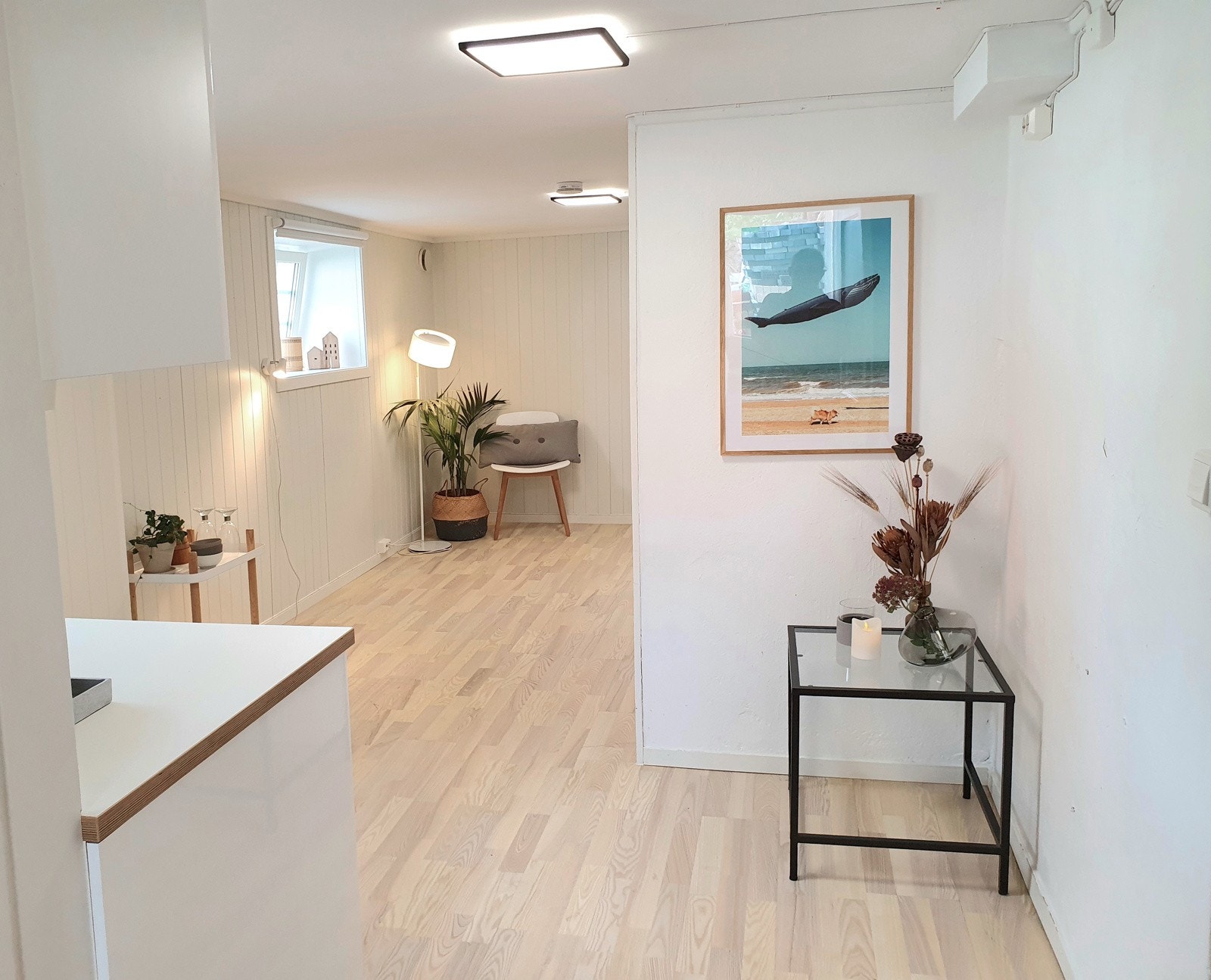 Stue og kjøkken i kjelleren. Galleribilde