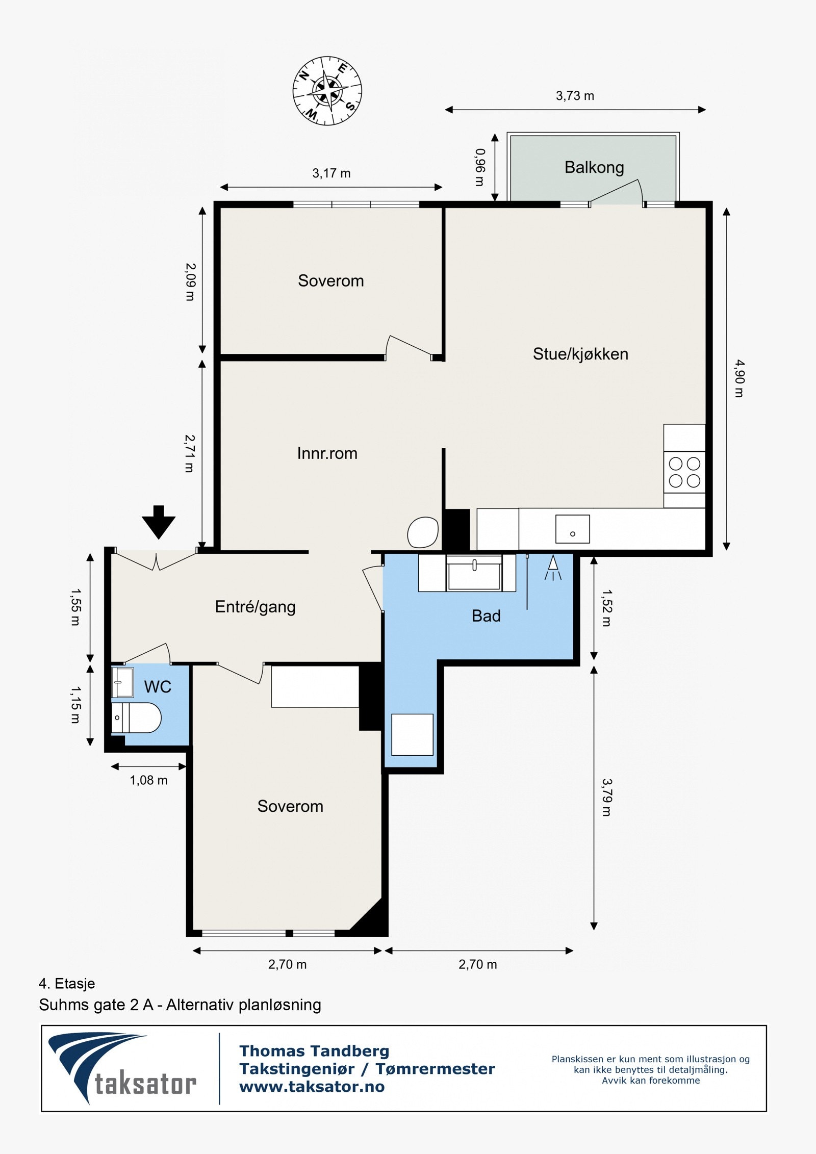 Alternaltiv plantegning med 2 soverom Galleribilde