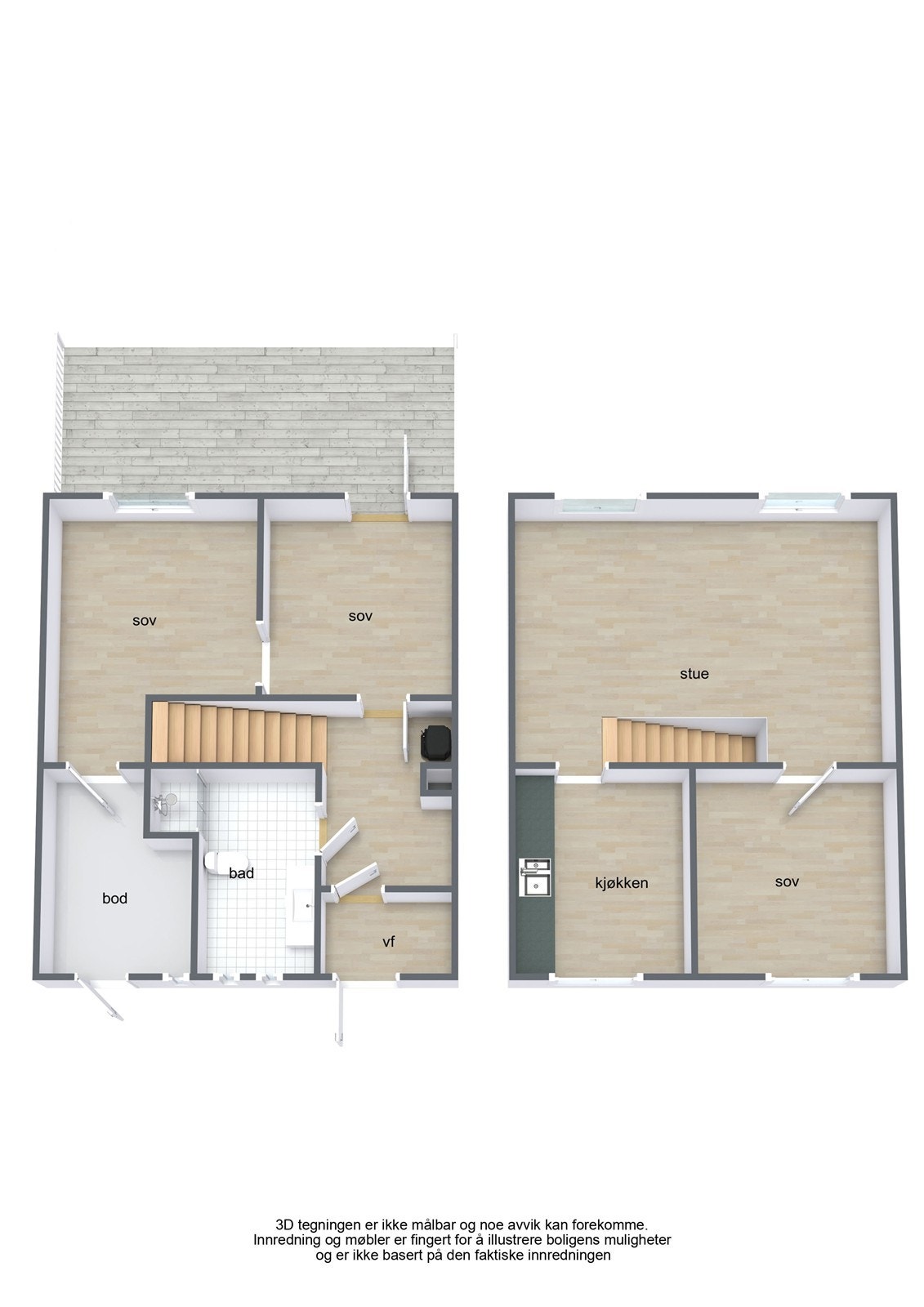 Plantegning 1. og 2. etasje Galleribilde
