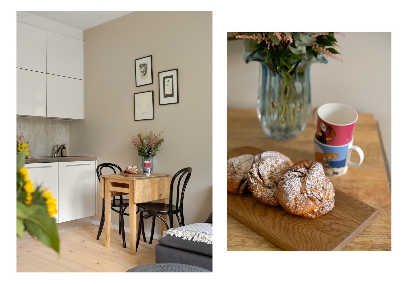 Kjøkkenet er svært delikat, og det er plass til spisebord. Galleribilde